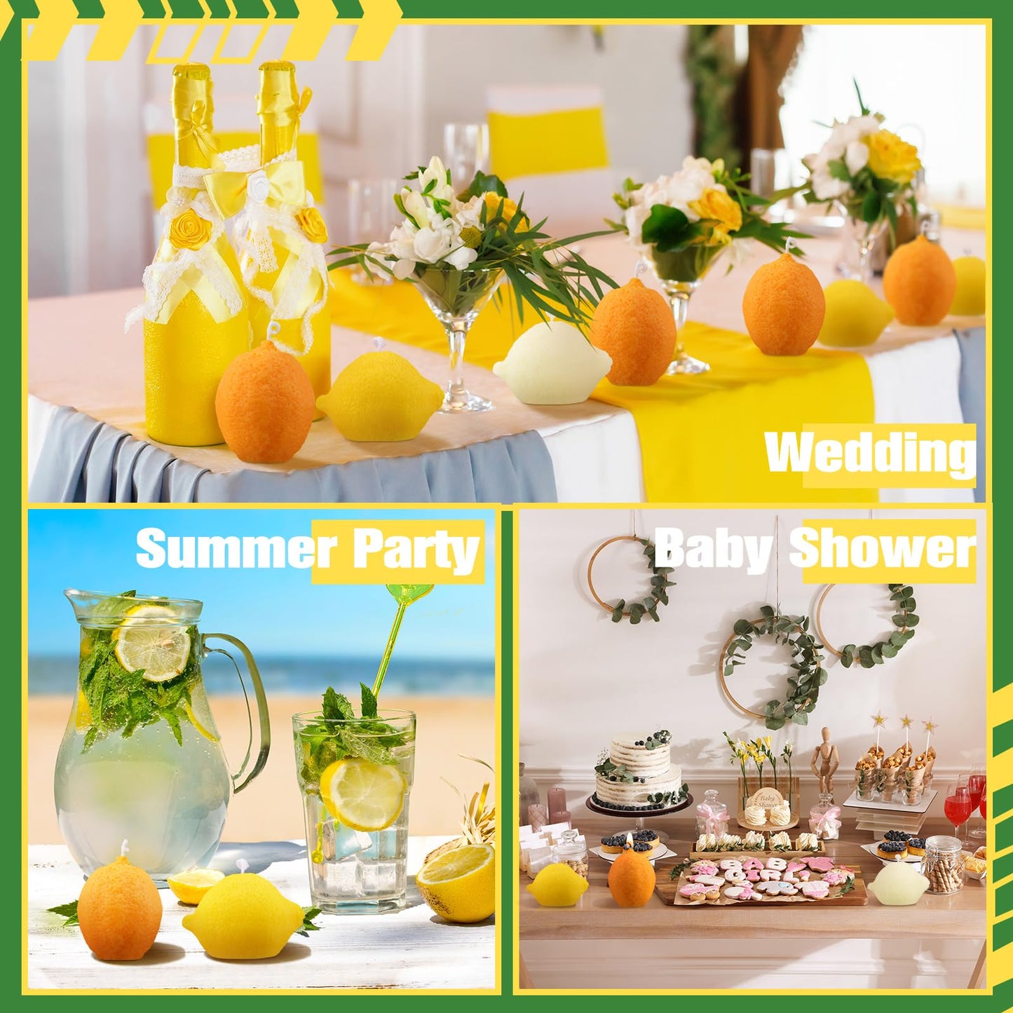 MTLEE 8 Pcs Lemon Shaped Scented Candle Cute Fruit Aroma Soy Wax Decorative Candle Table Photo Prop for Birthday Gift Meditation Mood Boosting Bath Yoga(Orange,Yellow,White)