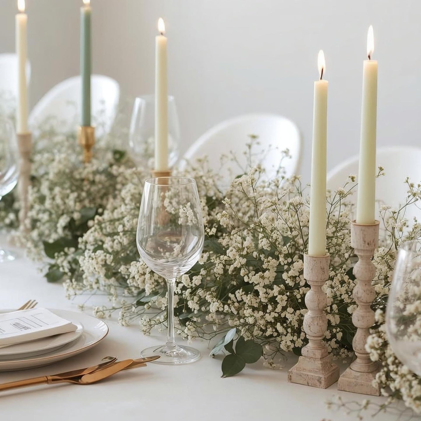 Tapered Dinner Candles - Soy & Paraffin Blend, Dinner Candles with Long-Lasting 7-Hour Burn for Stylish Homes - Candle in Curated Colors Ideal Gift for Hosts, Brides & Event Planners-Ivory