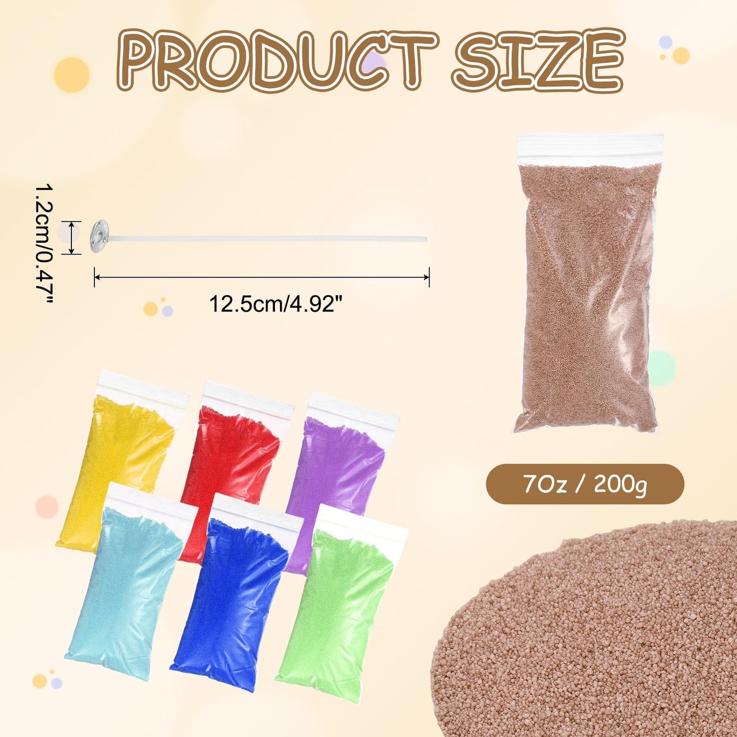 MECCANIXITY Pearled Sand Candles with 20 Pcs Wicks 7Oz / 200g Candle Beads Refillable Powder Sand Wax Making Kit for Thanksgiving Christmas Wedding Party DIY Home Crafts, Brown