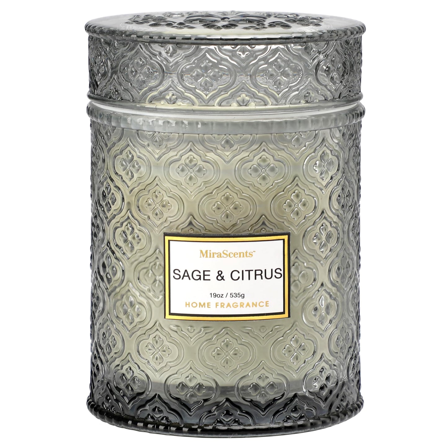 Sage & Citrus Scented Candles, Large Natural Soy Candle, 88 Hours Burning Time, Decorative Candles in Glass, Aromatherapy Candle Gift for Women, 19oz