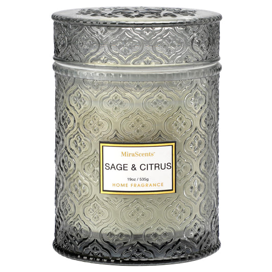 Sage & Citrus Scented Candles, Large Natural Soy Candle, 88 Hours Burning Time, Decorative Candles in Glass, Aromatherapy Candle Gift for Women, 19oz