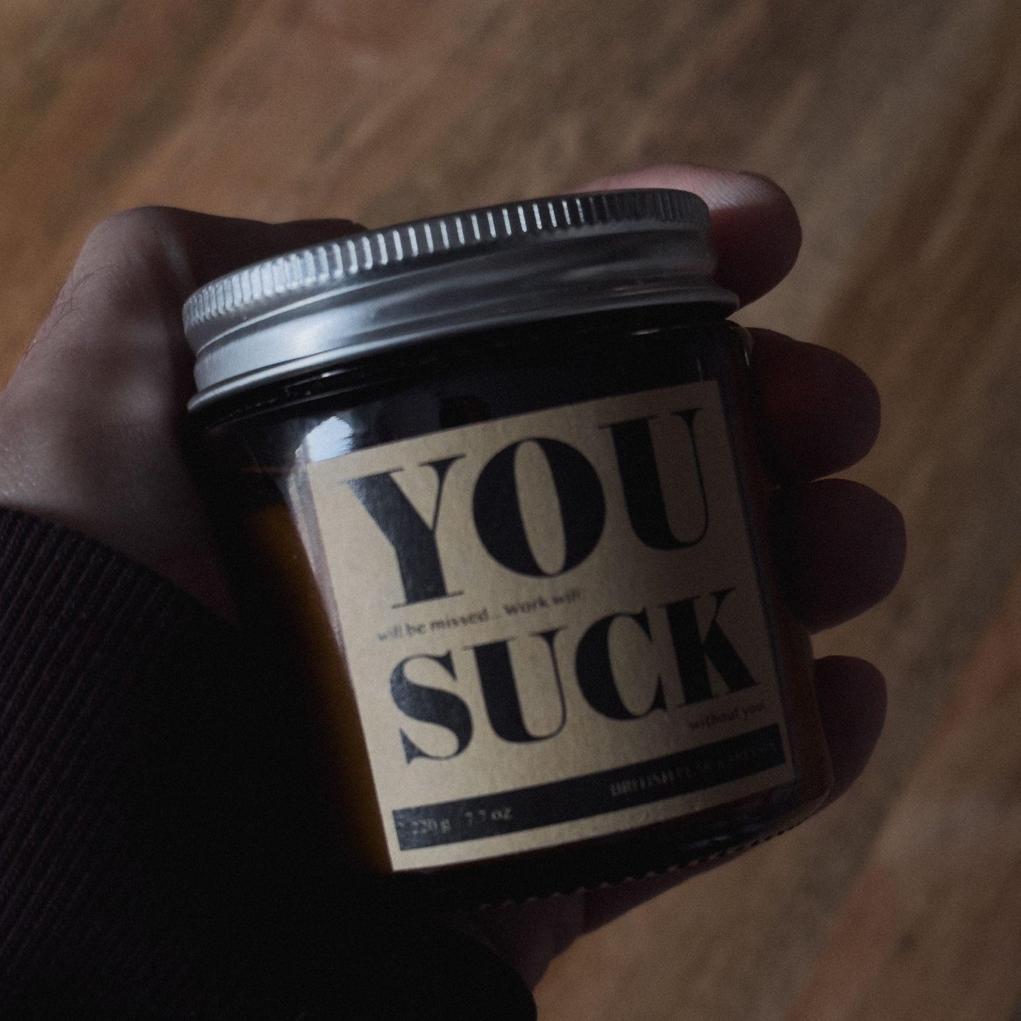 7.7oz Funny Candles for Coworkers by SIKO - British Pear & Freesia - Natural Soy Wax, Non-Toxic, Long-Lasting Aromatherapy Candle with Gift Card - Coworker Leaving Gifts for Women & Men - (You Suck)