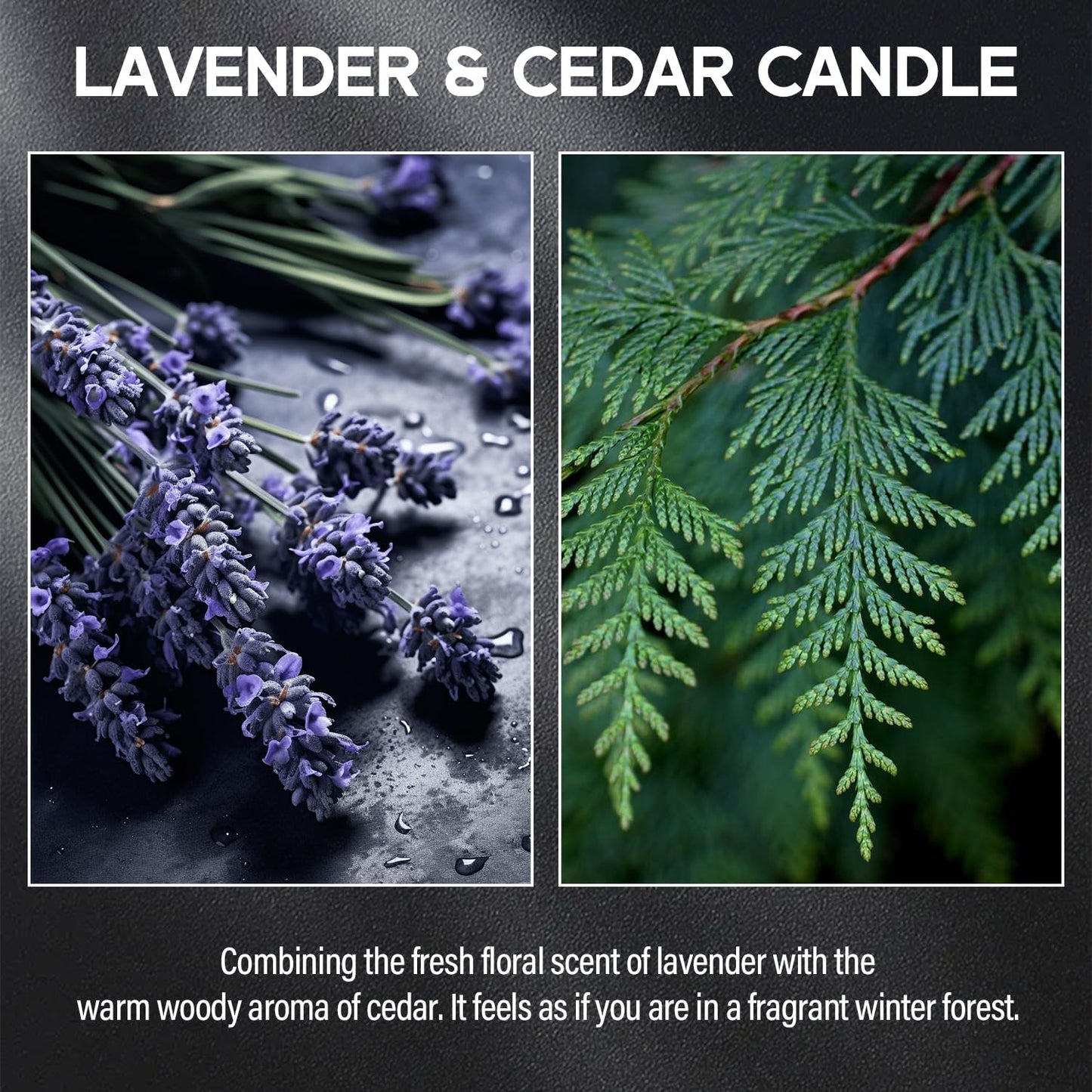 VEGISHINE Lavender＆Cedar Candle, 9oz Scented Candle for Men, Scented Candles for Home, Soy Candle Gifts for Men, Personalized Blessing Minimalist Men's Scented Candle