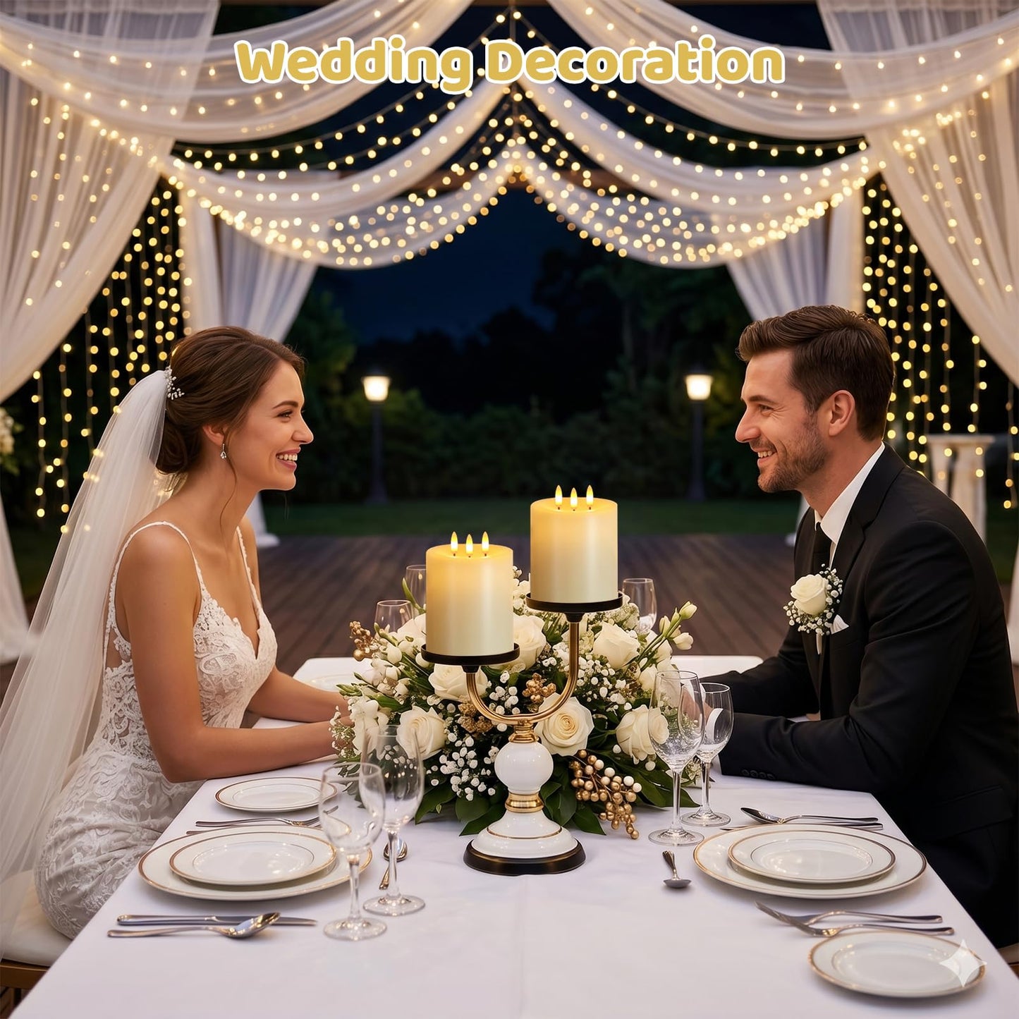 Large 3 Wick Flameless Candles, 4"x4" Flickering Flameless Candles with Remote & Timer, Dimmable Real Wax LED Candles Battery Operated, Electric Pillar Candles for Home Wedding Christmas Decor (Lvory)