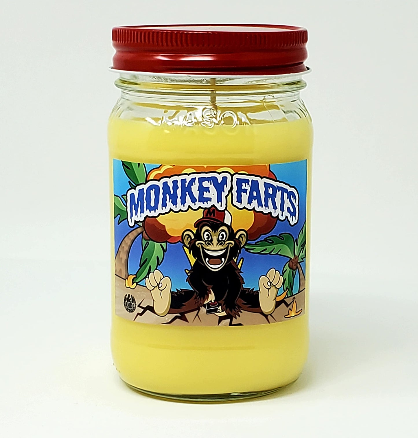 Monkey Farts Candle ~ Premium All Natural Soy Candle ~ Mason Jar Candle ~ Funny Candle with Amazing Scent (16oz Mason Jar)
