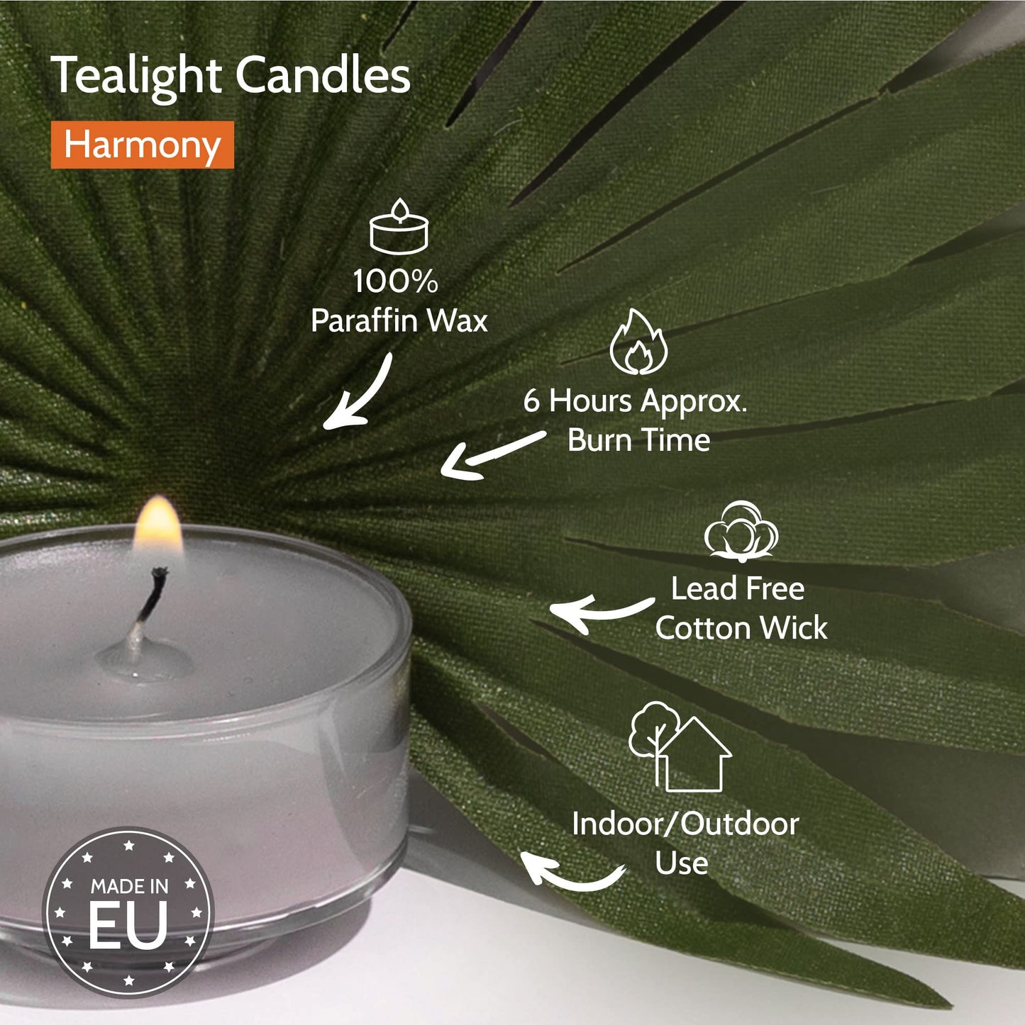 HYOOLA Scented Tealight Candles - Clear Cup - Harmony Tealight Candles Scented - 6 Hour Burn Time - 15 Pack - European Made