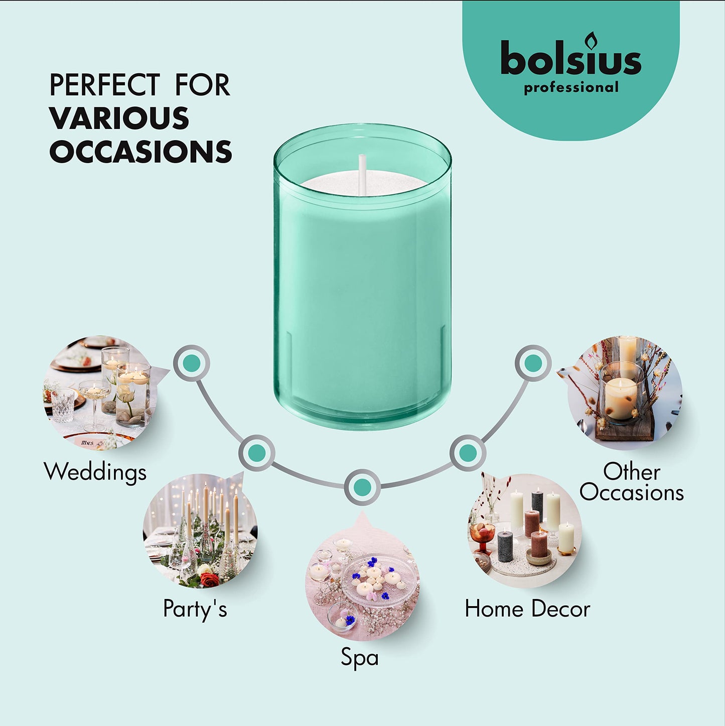 BOLSIUS 24 Hour Votive Candles - 20 Pack Wedding Candles in Green Unbreakable Plastic Cups - Premium European Quality - Unscented Smooth and Smokeless Relight Candles