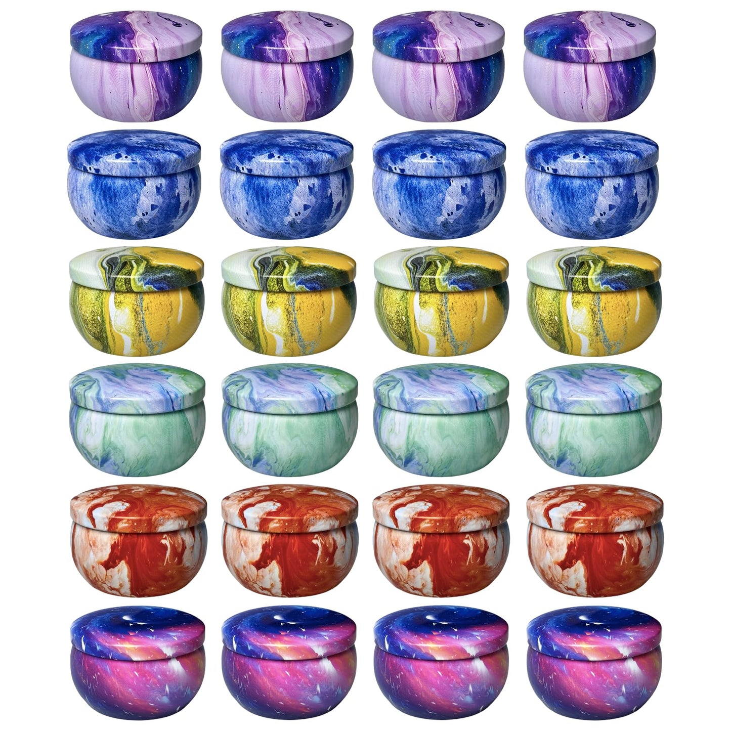 24 Pcs 2.5 oz Candle Tins for Candle Making with Lids(6 Colors)