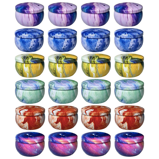 24 Pcs 2.5 oz Candle Tins for Candle Making with Lids(6 Colors)