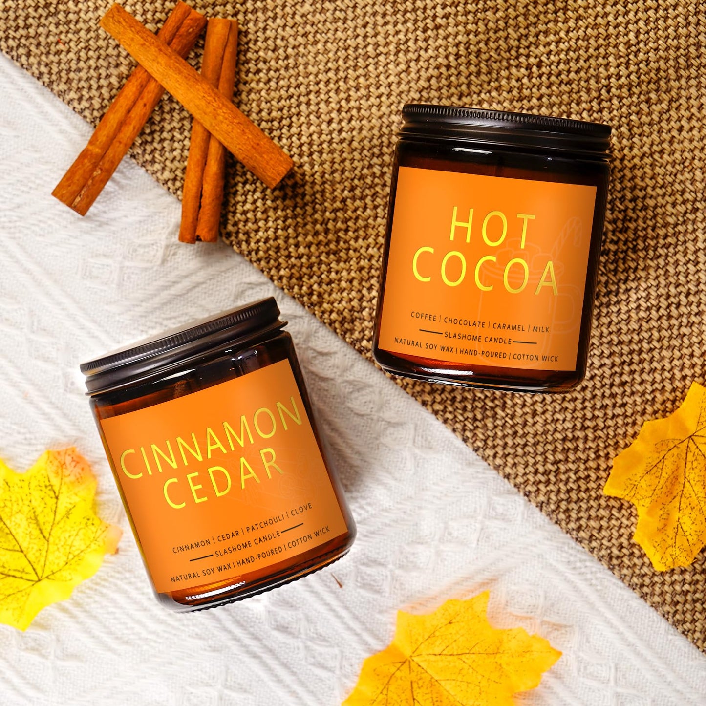 Fall Candles, Cinnamon & Cedar Scented Soy Candles, Autumn/Holiday/Halloween/Birthday/Christmas Gifts for Women & Men, 50-Hours Burning Time (7Oz)