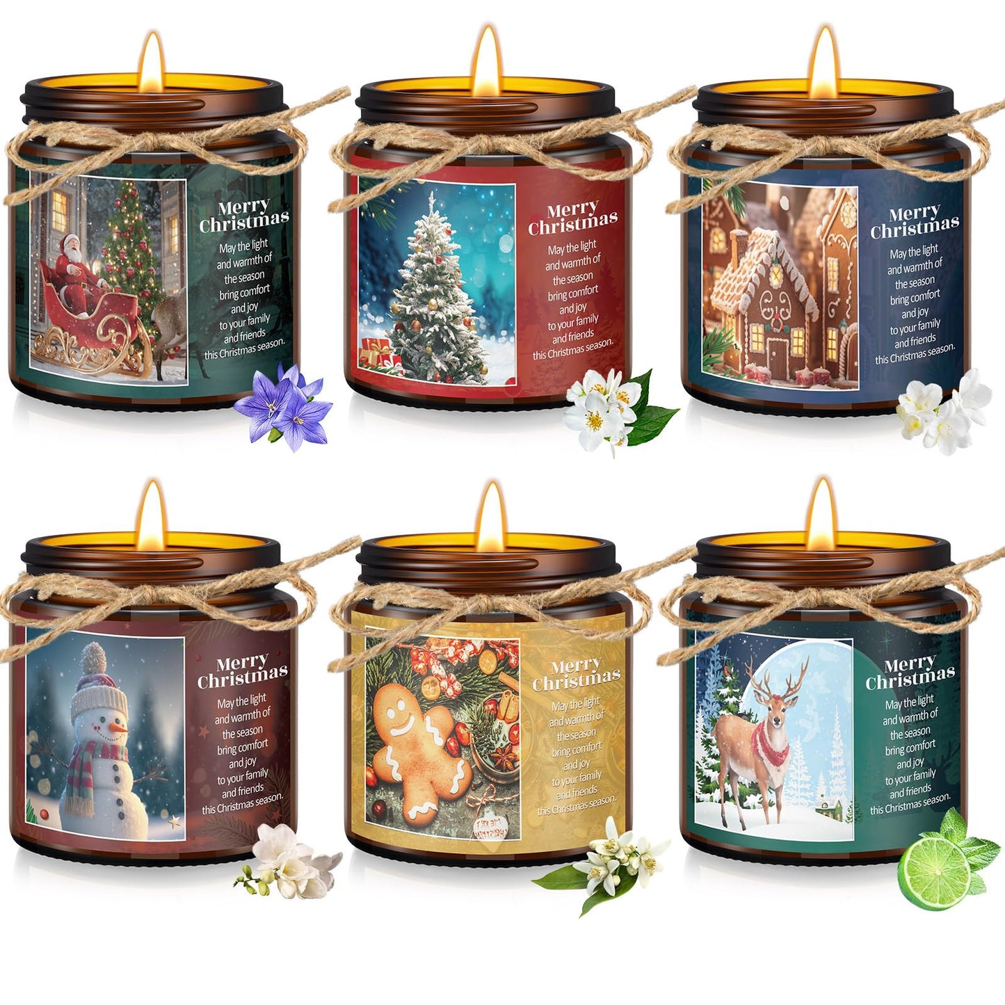 MTLEE 6 Pcs Christmas Candles Gifts Bulk Scented Candle Jars for Coworkers Women Aromatherapy Candles for Home Xmas Birthday Gifts Yoga(Retro Style)