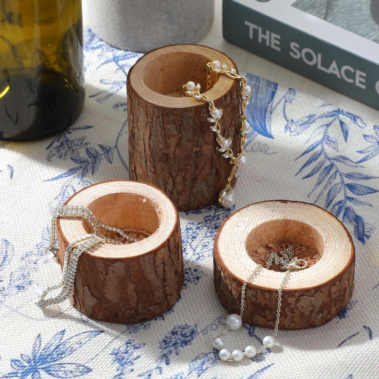 18 Pcs Wooden Tea Light Candle Holders, 3 Sizes, Rustic Tealight Candle Holders for Rustic Centerpieces for Dining Table Wedding Party