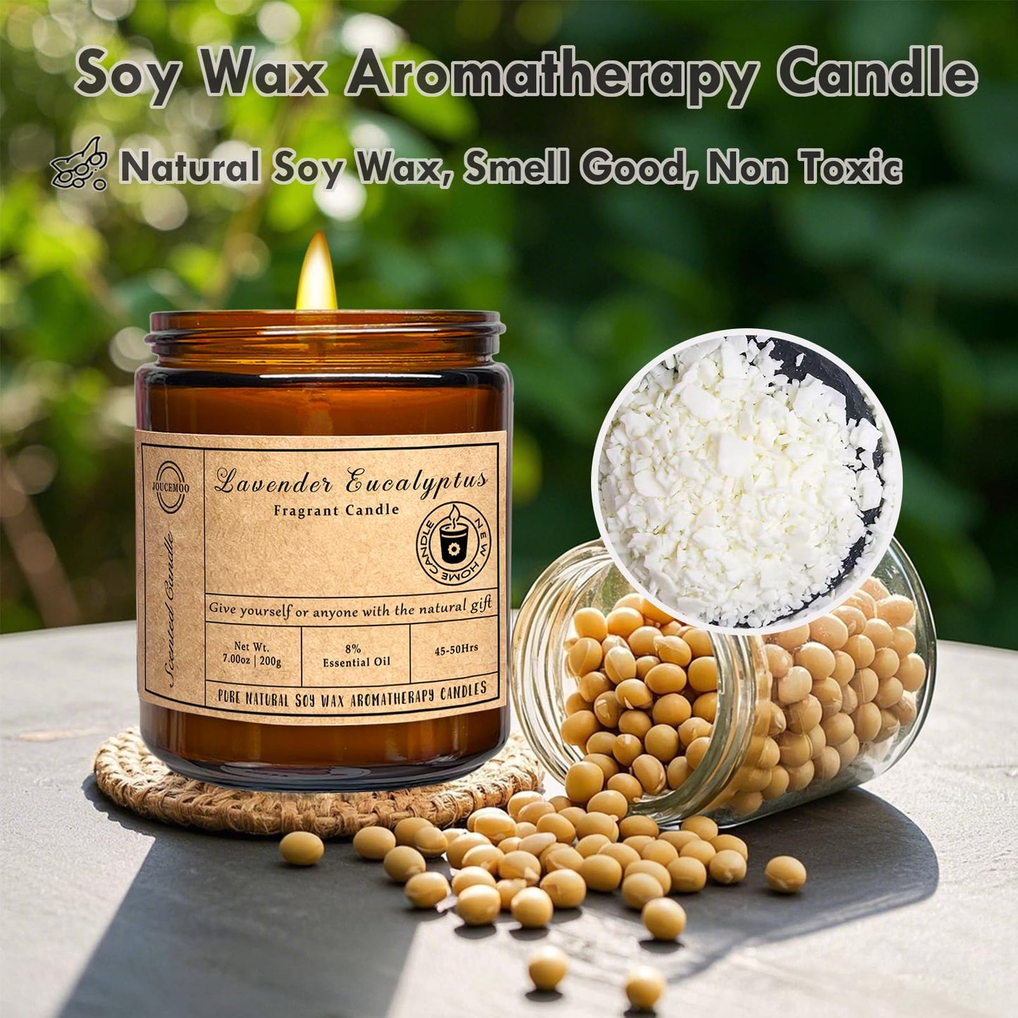 Scented Candles - Lavender Eucalyptus Candles for Home Scented, 7oz Soy Wax Aromatherapy Candle, Stress Relief, Calming Candle for Relaxation, Non Toxic, Birthday Gifts for Women & Men