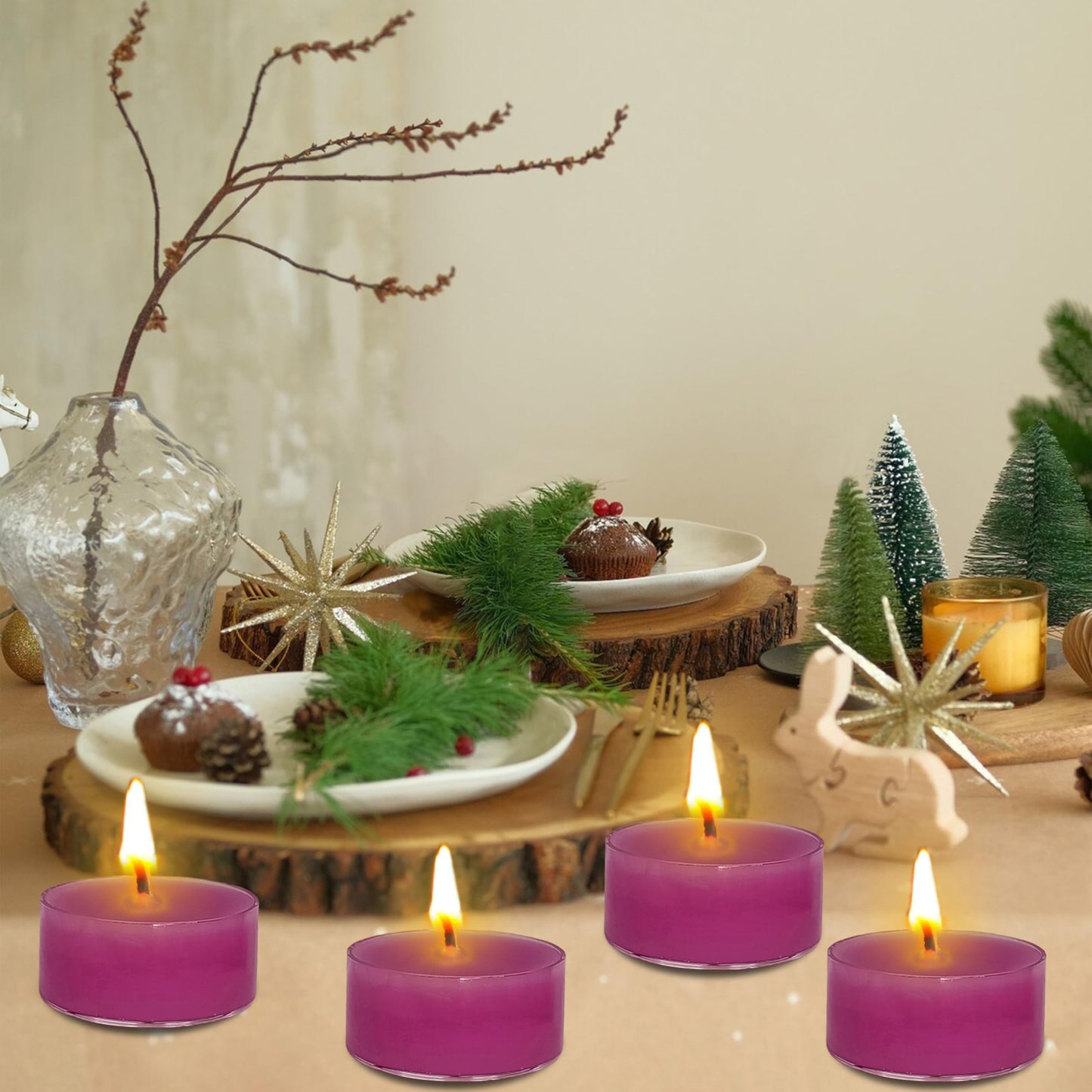 Lavender Scented Tealight Candles - Natural Soy Wax Candles with Essential Oils, Home Decor and Aromatherapy, Perfect for Home Use and Gifting