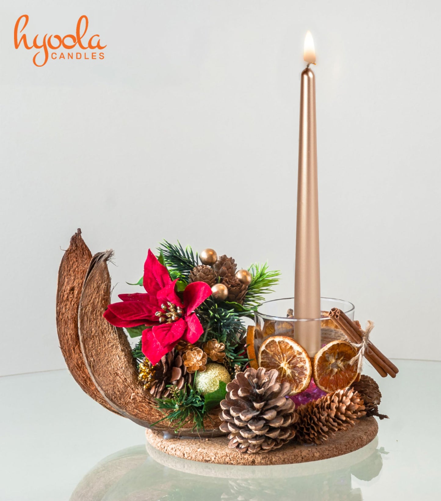Hyoola 12 Pack Tall Metallic Taper Candles - 10 Inch Copper Metallic, Dripless, Unscented Dinner Candle - Paraffin Wax with Cotton Wicks