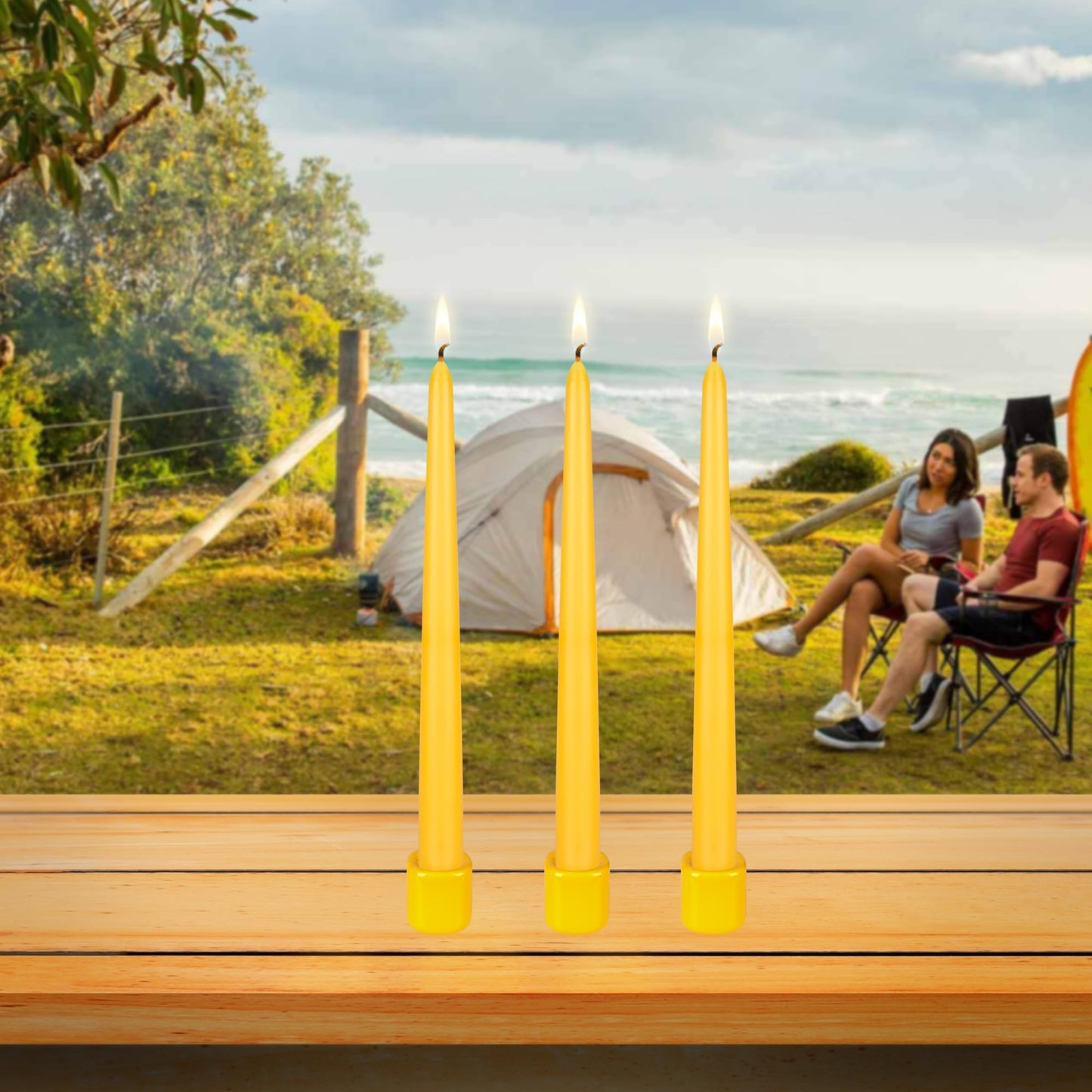 Mega Candles 12 pcs Scented Citronella Taper Candles, 10 Inch x 7/8 Inch Wax Candle, Indoor & Outdoor Use, Camping, Festivities, Events, Party Usage, Patio, Barbecue BBQ, Picnics