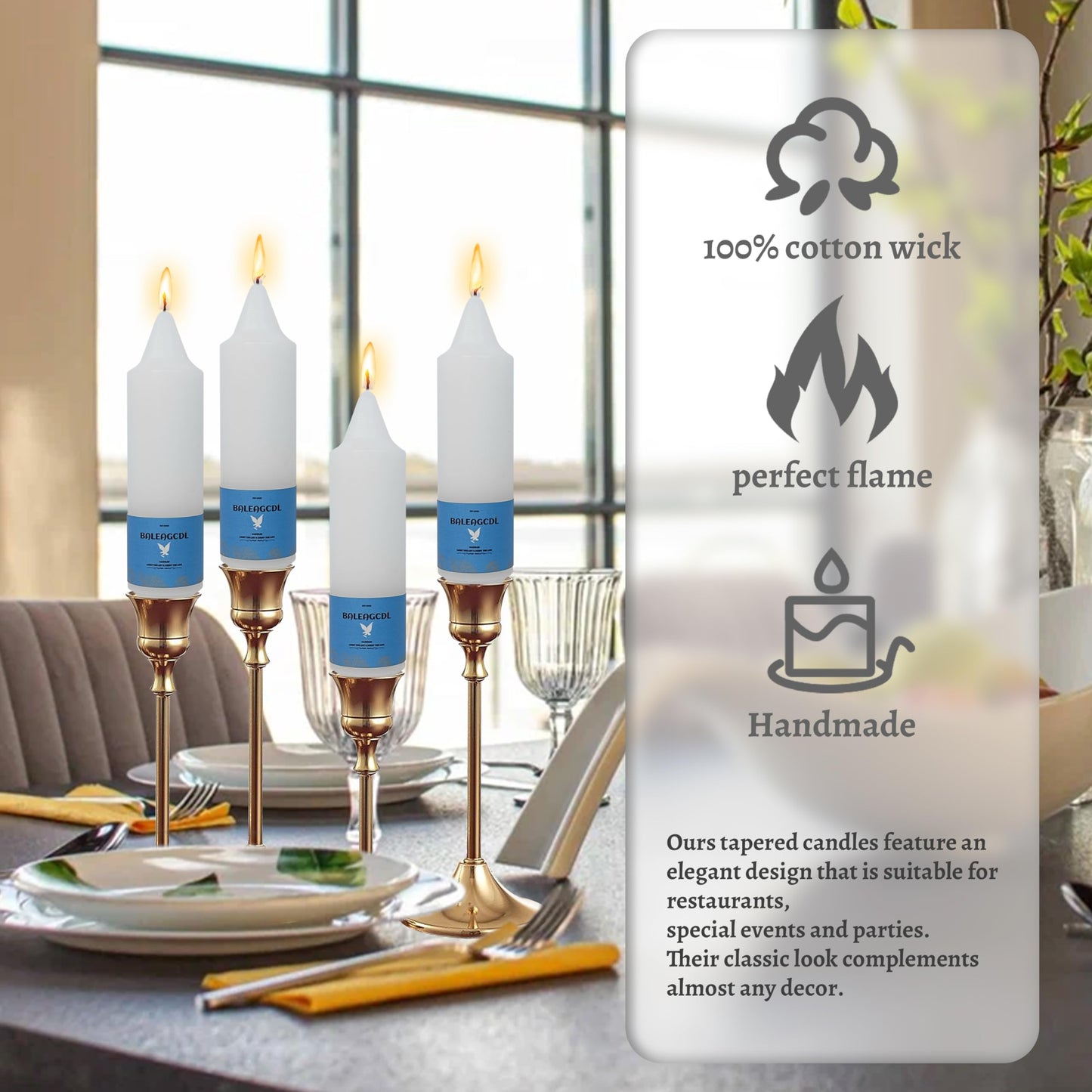 Handmade Unscented White Taper Candles Long Lasting Burn 5inch Short Smokeless Candlesticks Elegant Design for Home Décor Weddings Holiday Seasons Gifts
