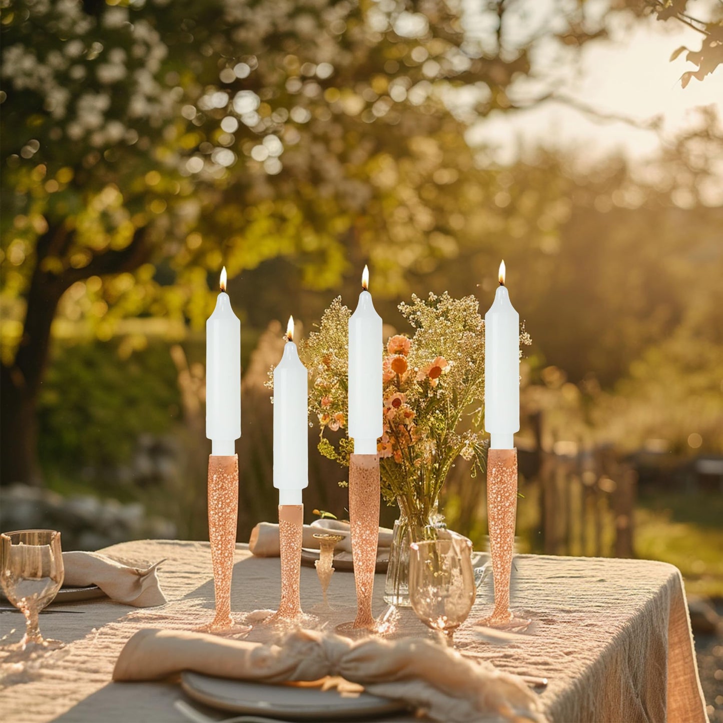 MAITREYA White Candlesticks Short Taper Candle Dripless Dinner Candle for Wedding Party Decoration Home Dinner,6.5inch,4 Pack