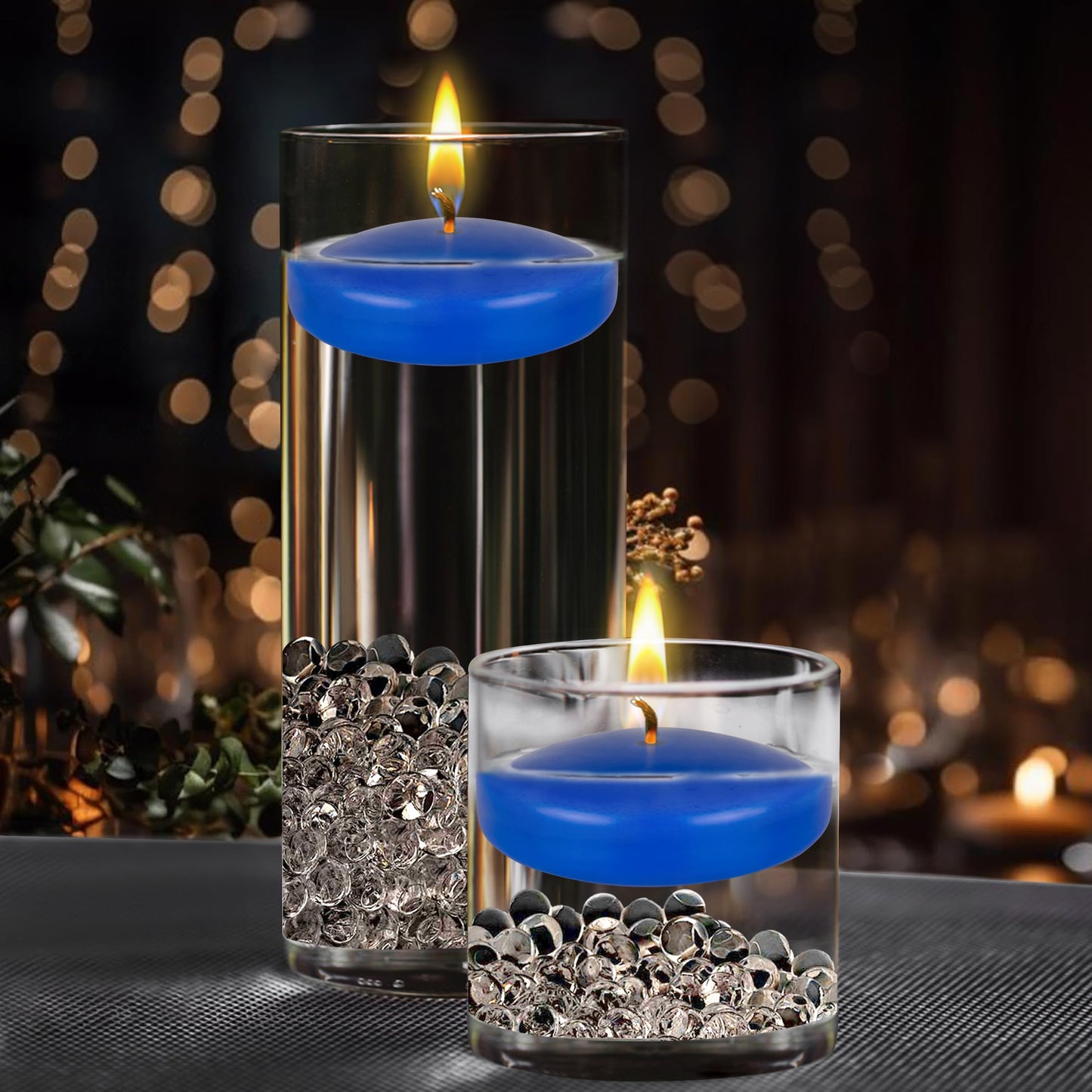 Mega Candles 4 pcs Unscented Dark Blue Floating Candles, Hand Poured Wax Candle 3 Inch Diameter, Home Décor, Wedding Receptions, Baby Showers, Birthdays, Centerpieces, Celebrations, Meditations, Spas