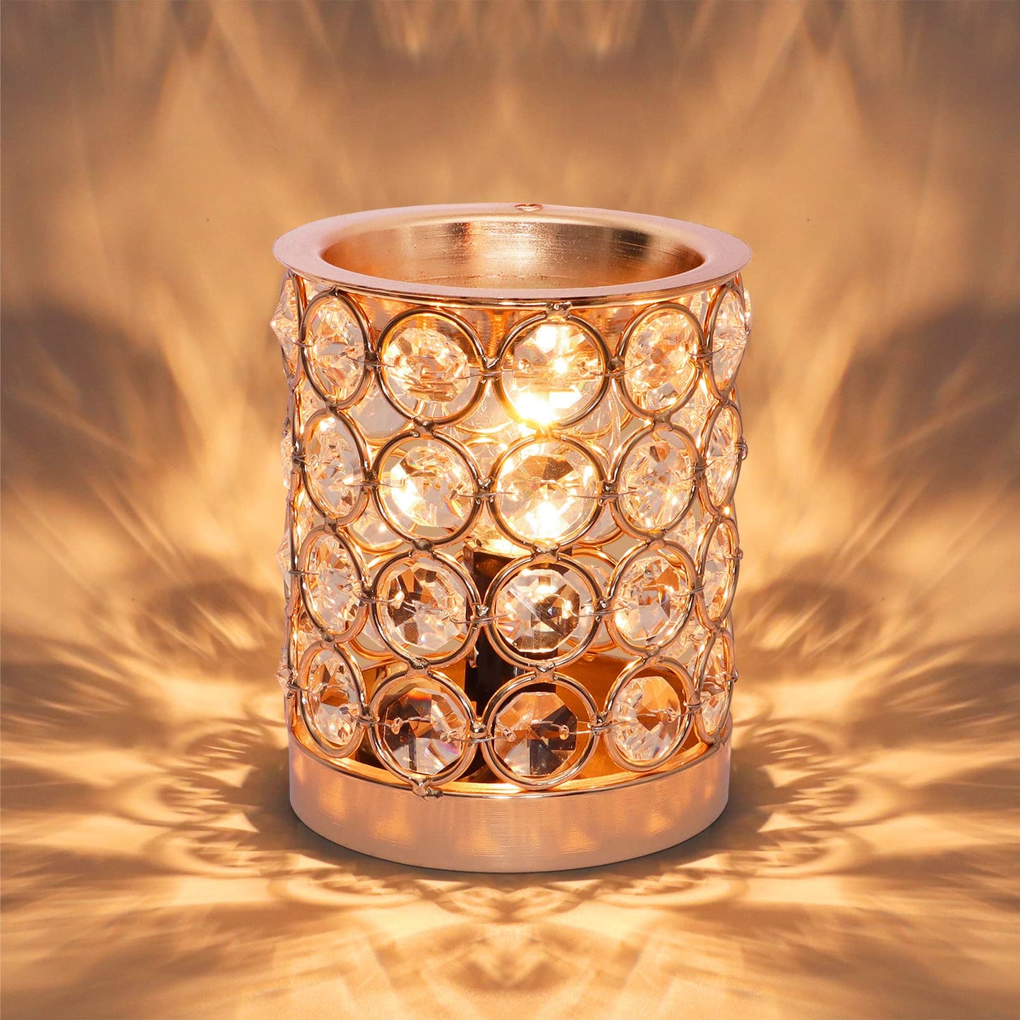 Crystal Wax Melt Warmer Candle Wax Warmer for Scented Wax 2 in 1 Wax Melts Fragrance Warmer Wax Cubes Melter Home Office Deco Night Light Valentines Day Birthday Gifts for Women Mom Girl(01-Gold)