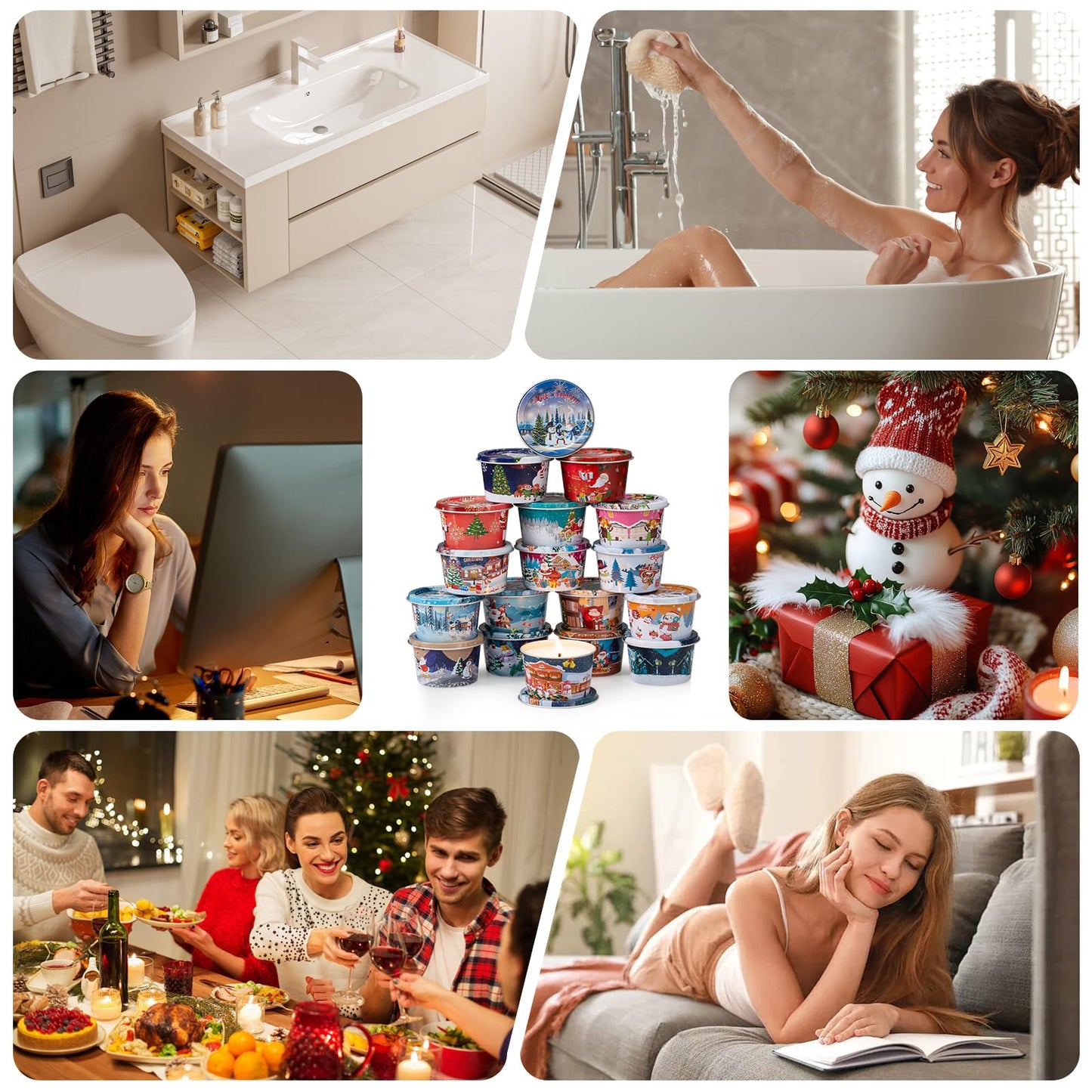 HOFOGOTOWIN 18 Pack Scented Candle Sets | Merry Christmas Aromatherapy Traverl Jar Candles | Soy Wax Candle Sets with 10% Essential Oils for Home and Travel |Gift Sets for Christmas Women