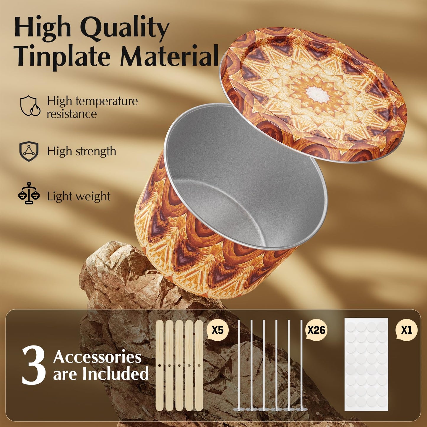 Happyhube Empty Candle Tins for Making Candles, 24 Pack 2.5 oz Metal Containers, Travel-Friendly Rust-Proof Tins with Lids, 24 Patterns Jars(Colourful)