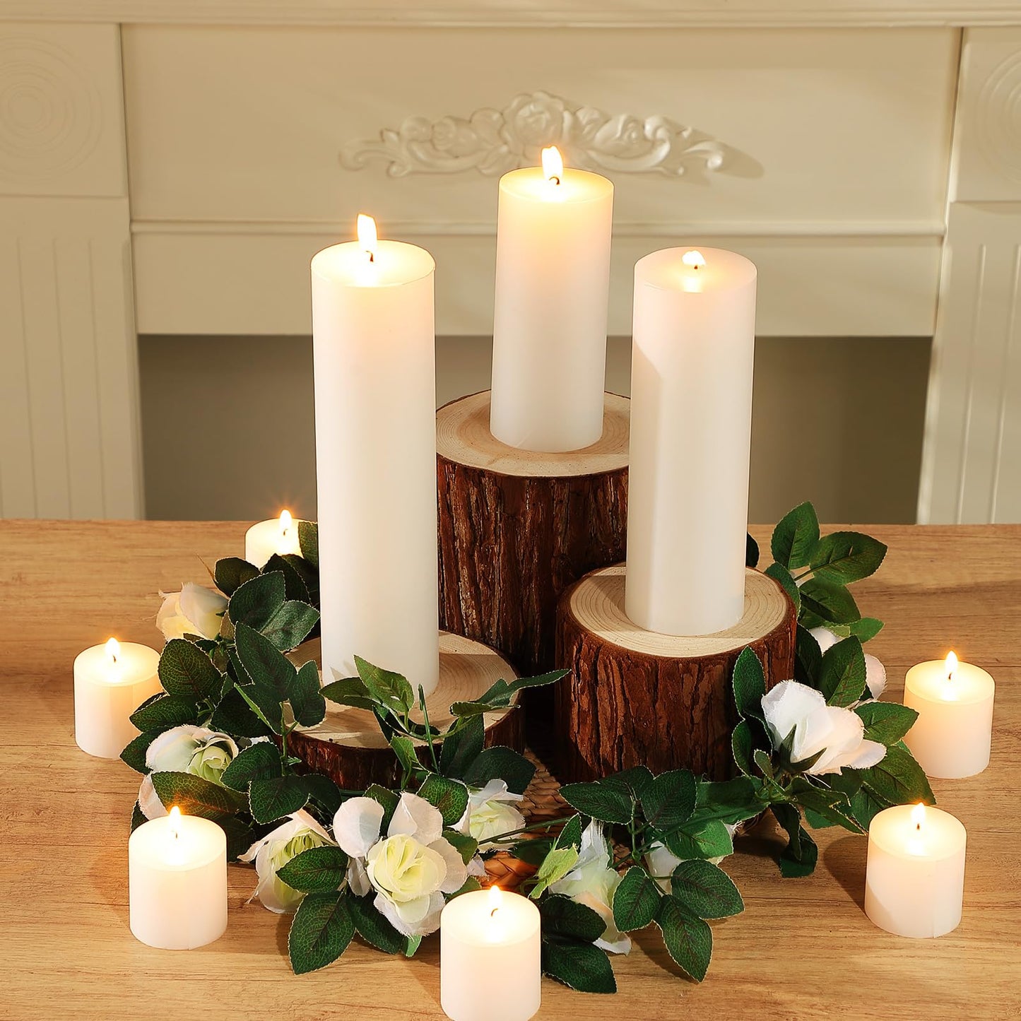 Shihanee 54 Pcs White Pillar Candle Bulk Set 2.6 x 2, 6, 7.8, 10 Inch Large Unscented Long Clean Burning Dripless Smokeless Wax Pillar Candle for Wedding Party Lantern Spas Dinner Home Table Decor