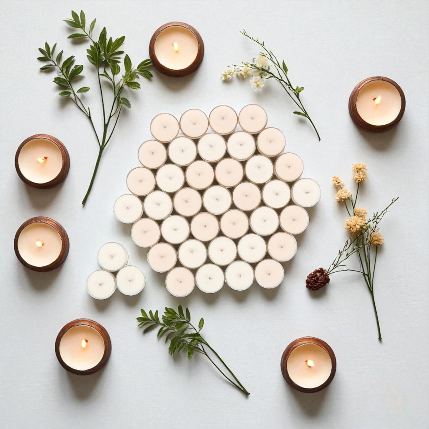 Ubab Handcrafted Scented Tealight Candles|Eco-Friendly Premium Soy Wax|Set of 40 (38 cm X 15 cm) Tealights|Lavender Bliss+Cocoa Mist Combo|12g Each|Upto 4.5 HRS Burn Time Each|Aromatherapy Candles