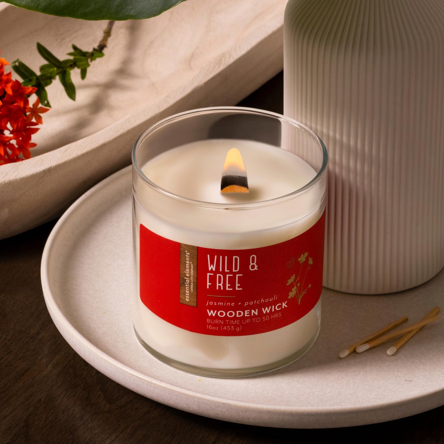Candle-lite Essential Elements Scented Candles, Wild & Free, 16 oz Jar, Proudly Poured in The USA, Aromatherapy, Single-Wick with 50 Hours of Burn Time, Perfect for Creating a Relaxing Ambiance