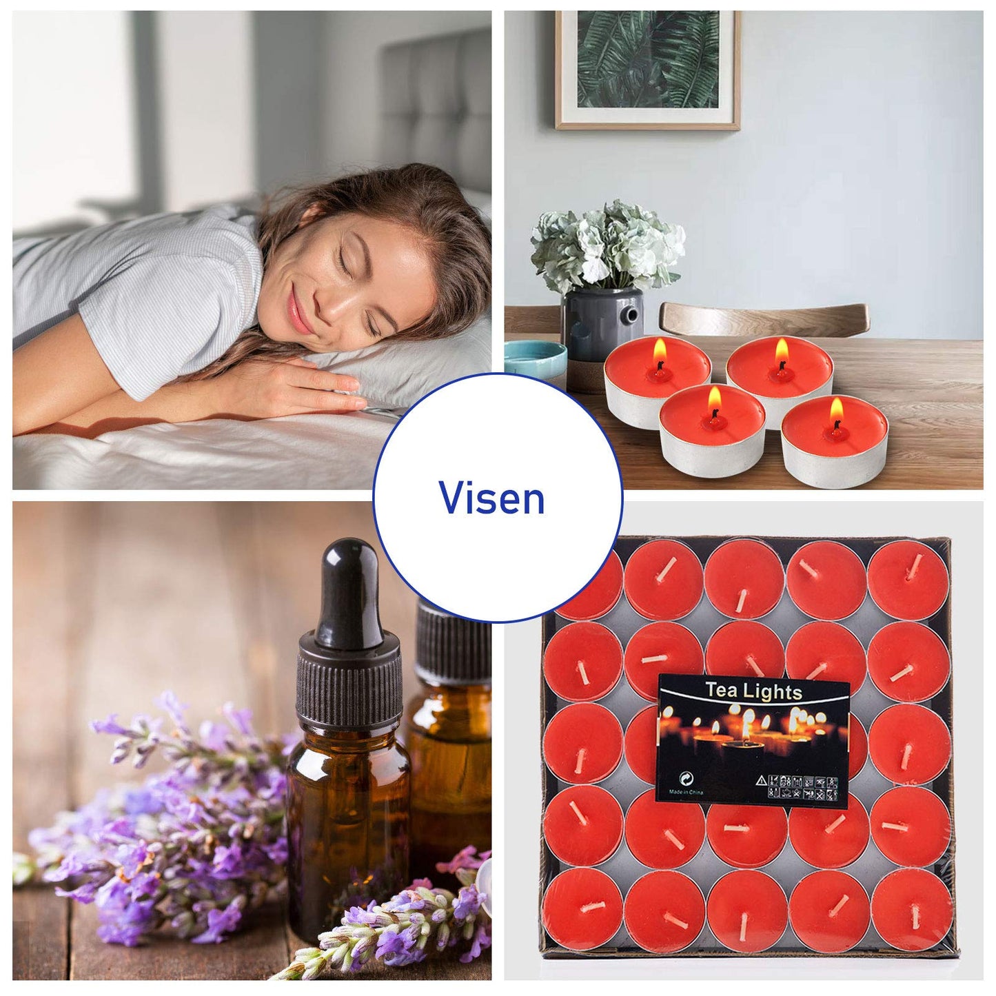 Visen 50Pack Tealight Candles, Unscented, Smokeless, Dripless, 4 Hours Burn Time, Perfect for Home, Romantic Decor, Pool, Shabbat, Weddings & Emergencies