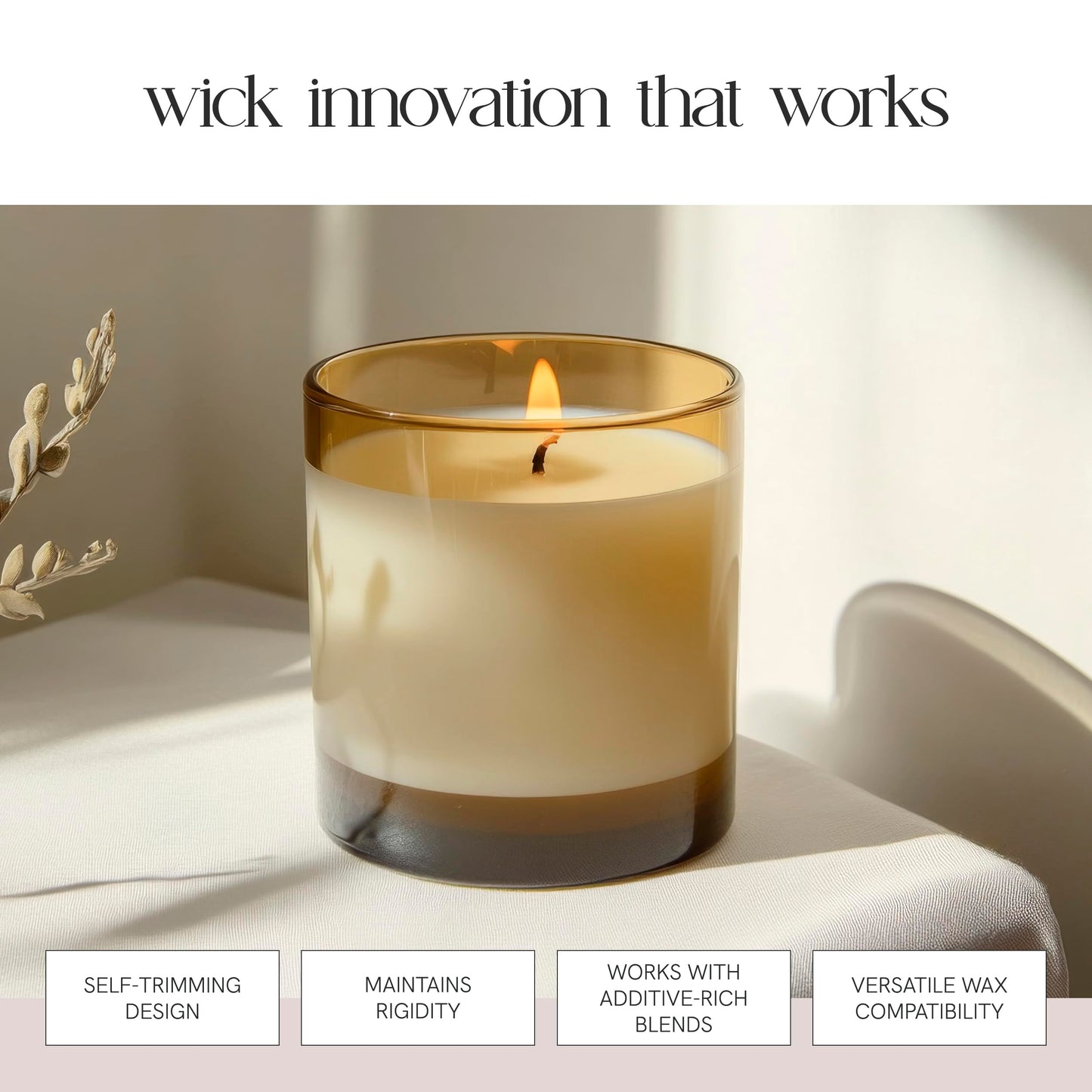 EAP Innovations HTP-93 Candle Making Wicks, Pre-Tabbed, Rigid, Self-Trimming Wicks for Candlemaking, Works with Paraffin, Gel & Vegetable Wax, 6" Length, Pack of 100