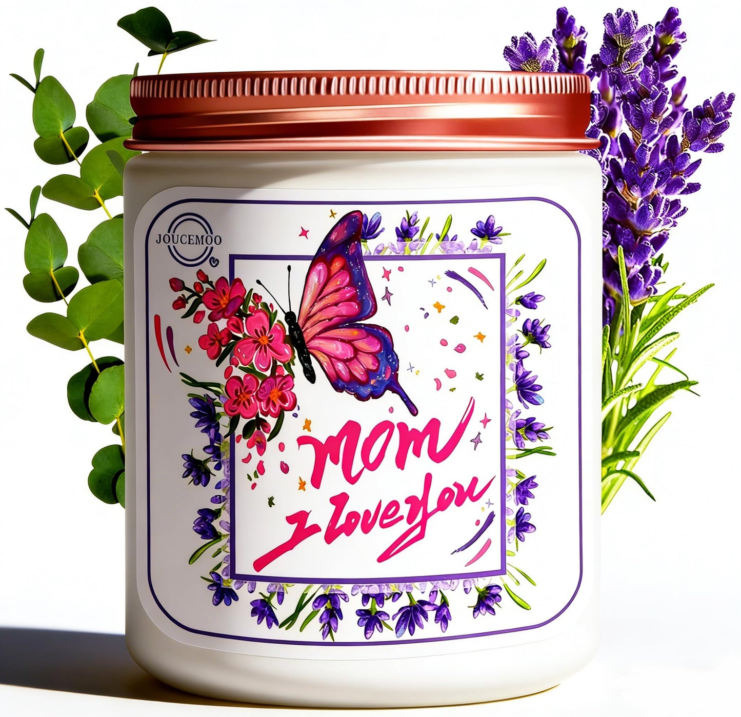 Gifts for Mom, Lavender Eucalyptus Scented Candles for Home Scented, Soy Wax Aromatherapy Candle, Non Toxic, 50 Hour Long Burning, Birthday, Thanksgiving, Mothers Day Gifts (Mom I Love You, Pink)