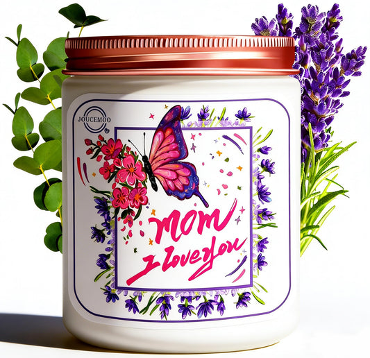 Gifts for Mom, Lavender Eucalyptus Scented Candles for Home Scented, Soy Wax Aromatherapy Candle, Non Toxic, 50 Hour Long Burning, Birthday, Thanksgiving, Mothers Day Gifts (Mom I Love You, Pink)