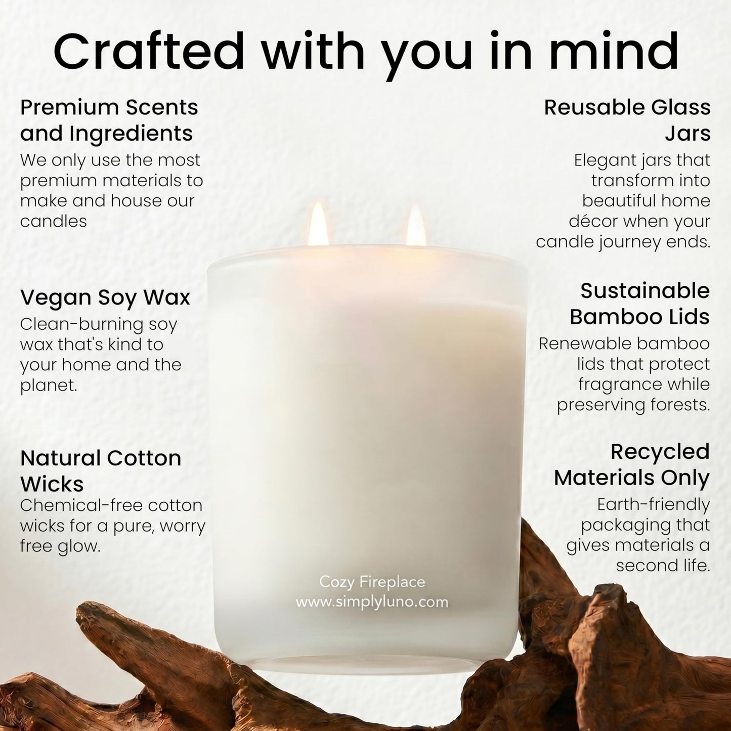 Cozy Fireplace | Tobacco & Wood Scented Candle | 14oz Soy Wax Large Candle | 50+ Hour Long Lasting Candle | Fall and Winter Home Scent| Luxury Jar Candle | Luxury Gift Box for Men