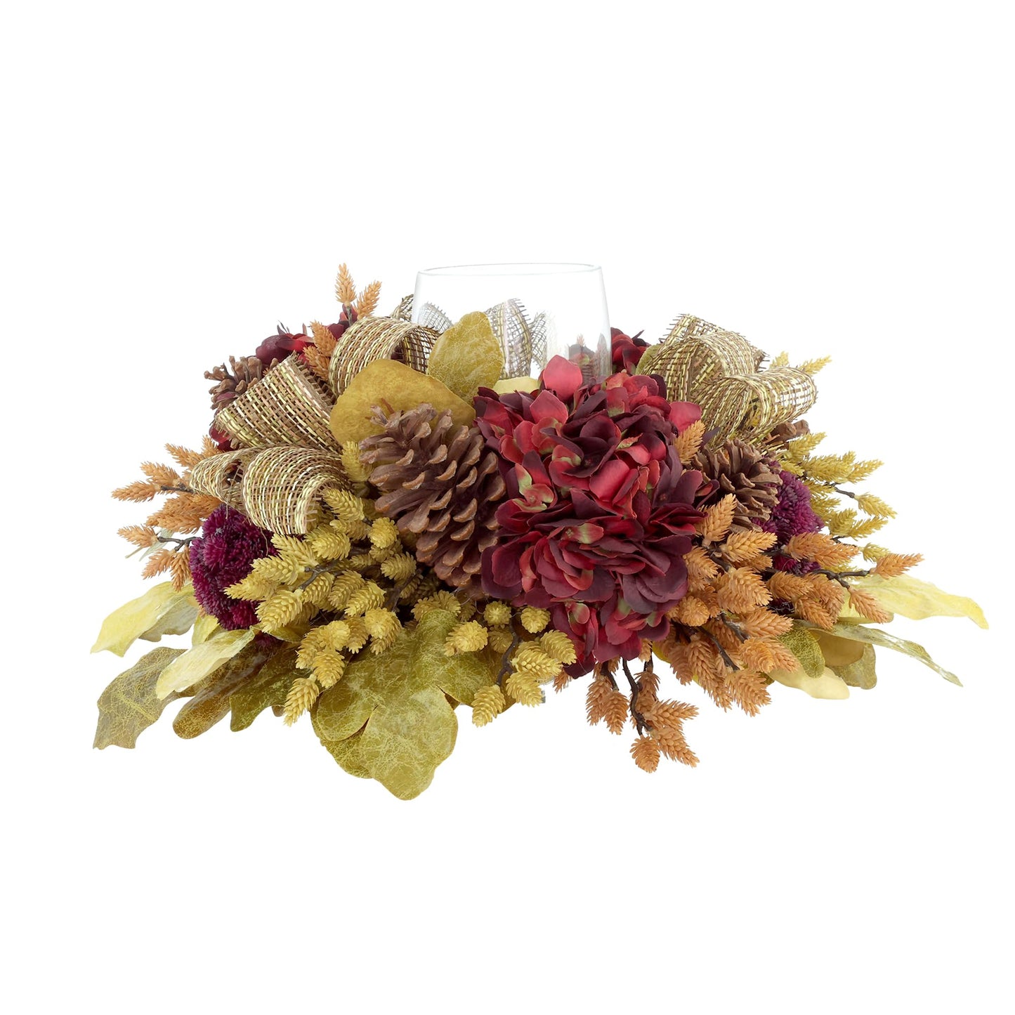 Fall Candleholder Centerpiece with Pinecones
