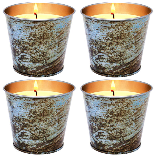 4 Pack Citronella Candles Outdoor and Indoor, 7Oz Soy Wax Candle in Medium Bucket for Patio Ledge Garden Yard Beach