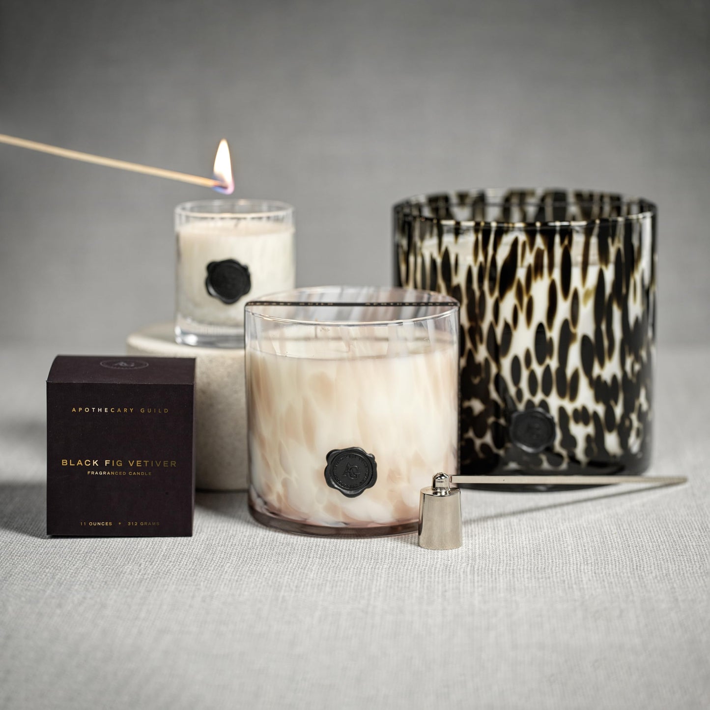 Zodax Apothecary Guild Scented Opal Glass Jar Candle - 128 oz/5-Wick - Black Fig Vetiver