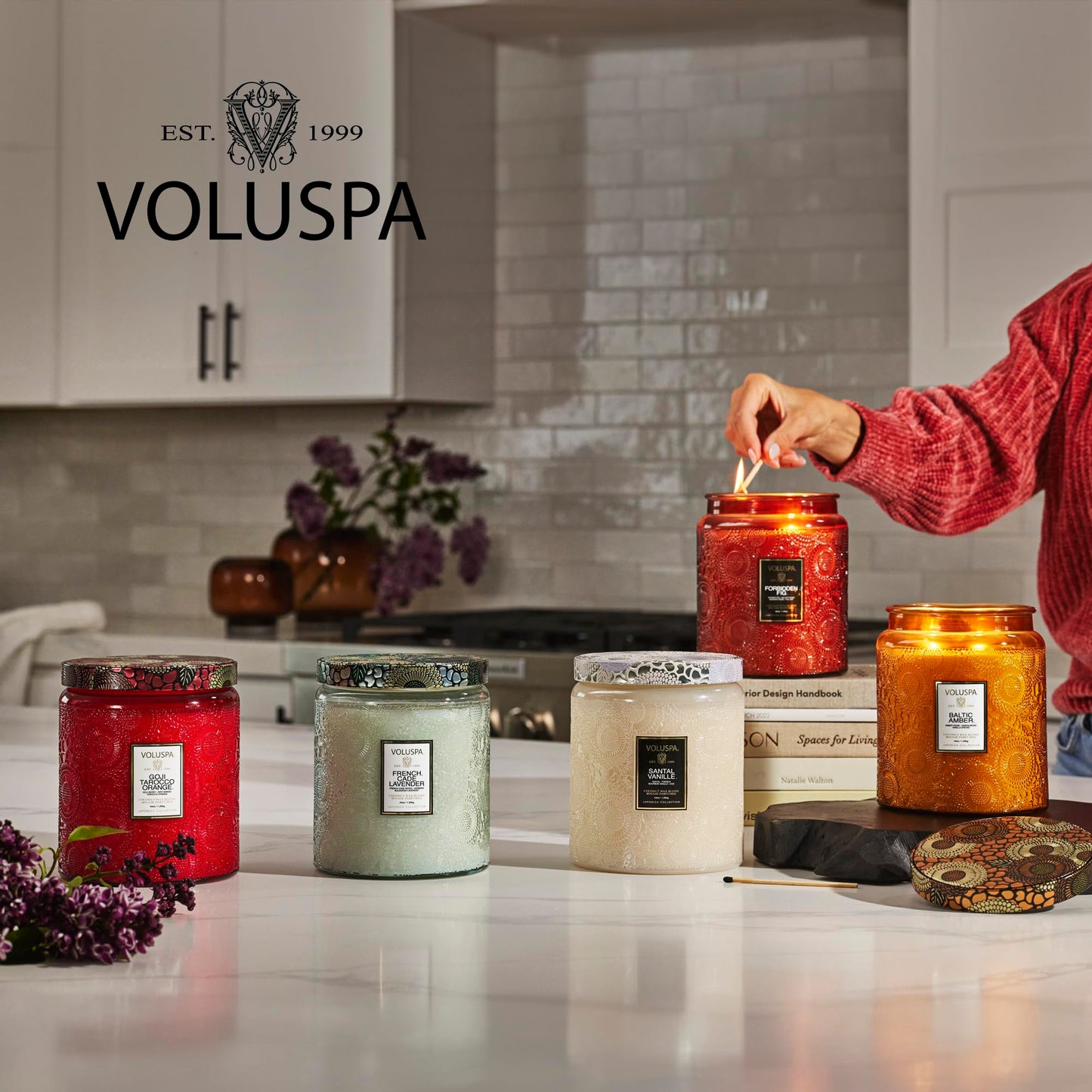 Voluspa Casa Pacifica, Large Candle Jar, 18 oz, 100 Hour Burn Time, All Natural Wicks and Coconut Wax for Clean Burning, Vegan, Poured in the USA