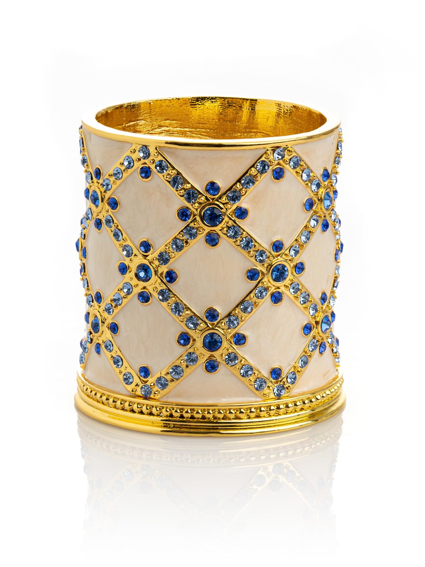 Golden Cream Decorated Candle Holder