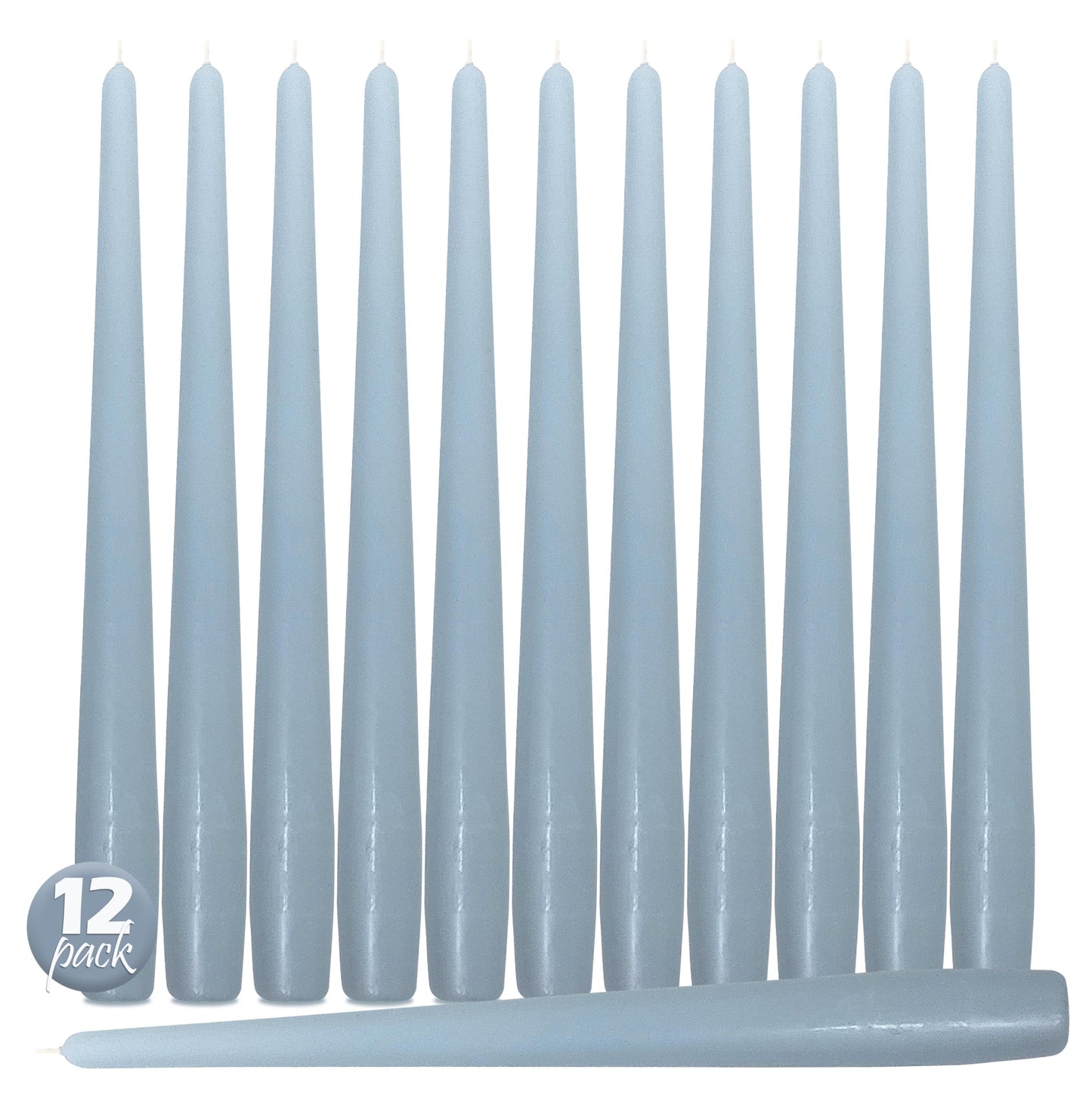 Hyoola Tall Taper Candles - 12 Inch Ice Blue Unscented Dripless Taper Candles - 10 Hour Burn Time - 12 Pack