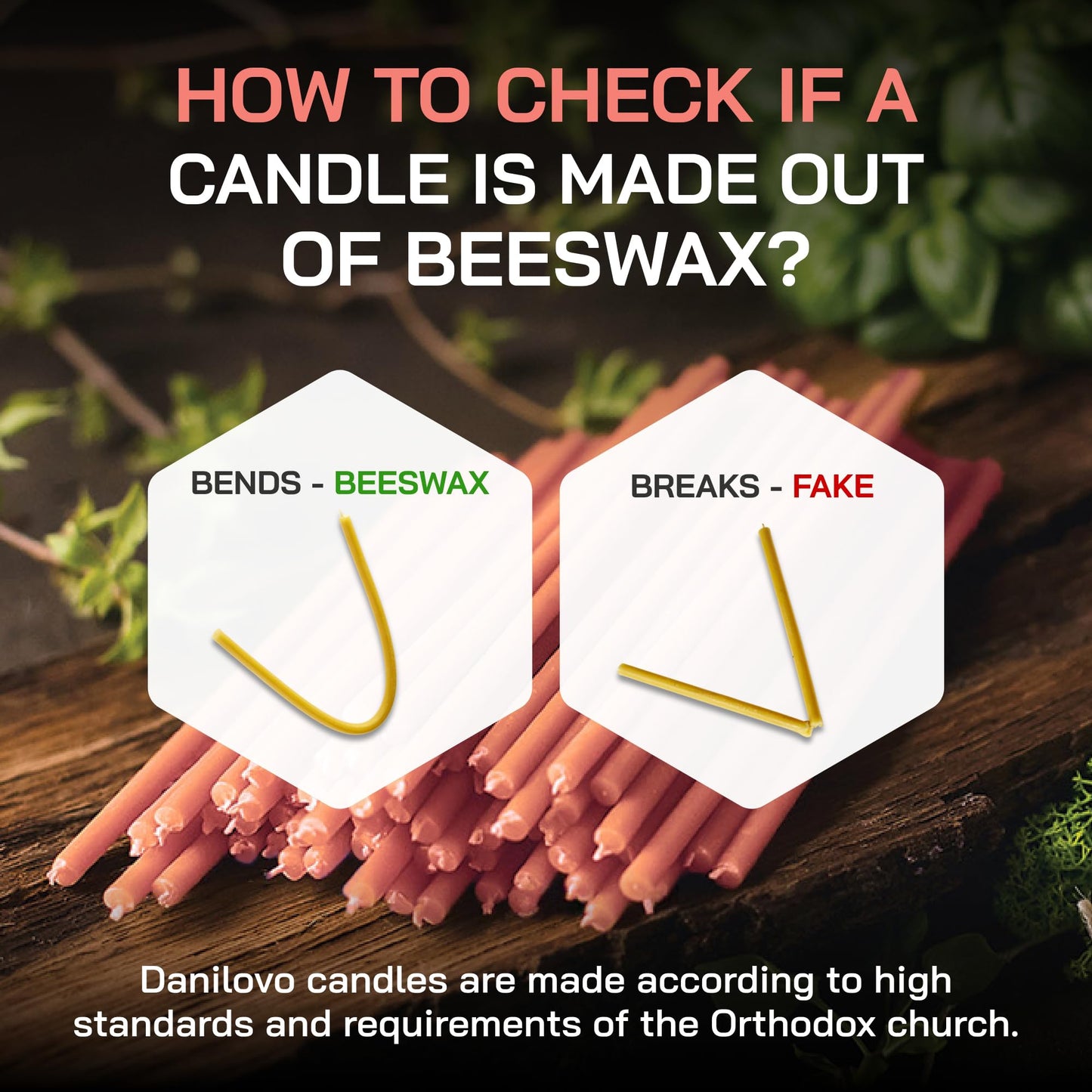 Danilovo Thin Taper Beeswax Candles - Honey-Scented, Decorative Candles Ideal for Birthday Decoration or Church Prayers - Pink Drip Free, Tall & Smokeless Pack of 50 pcs, 6.4 x 0.22 inch