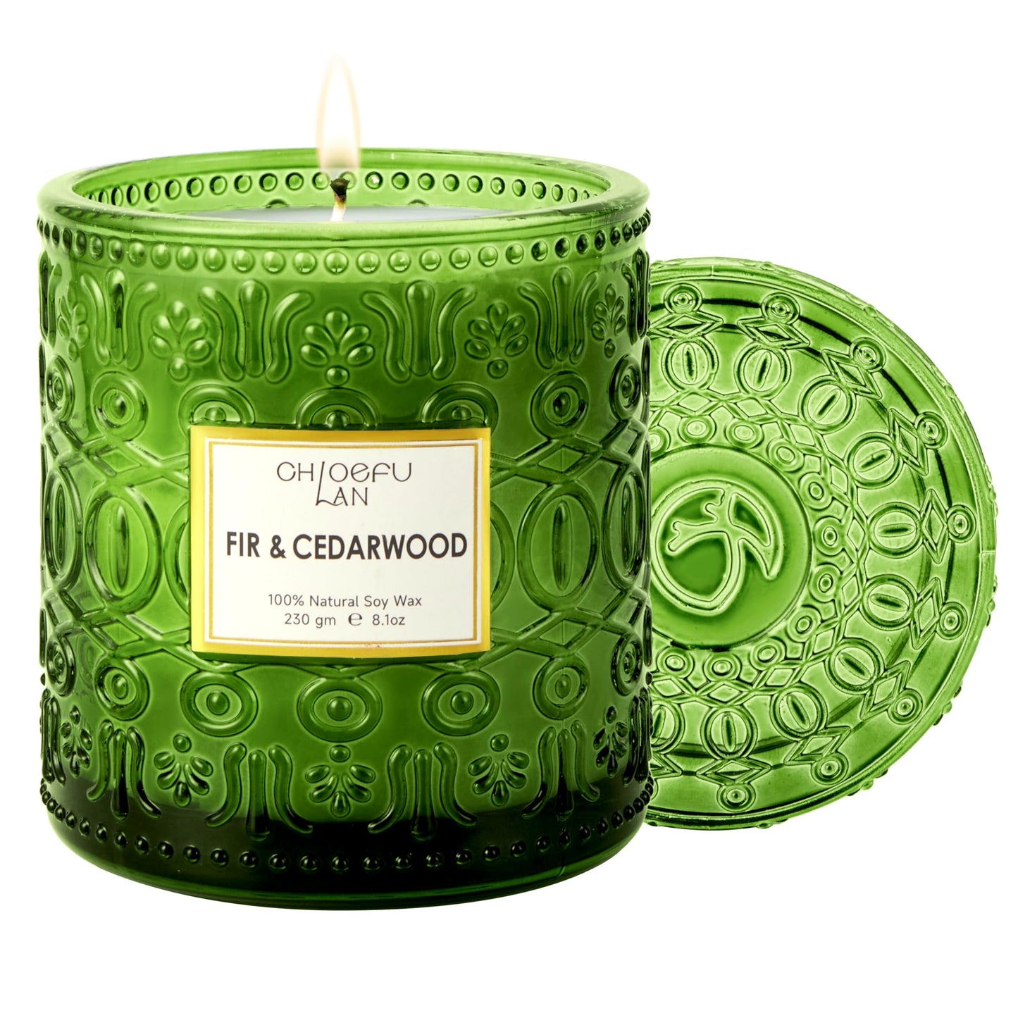 Chloefu LAN Fir & Cedarwood Scented Candle Gift, Christmas Festival Candles, Large Luxury Scented Soy Jar Candle with up to 55 Hour Long Lasting, Highly Scented, 8.1ozs