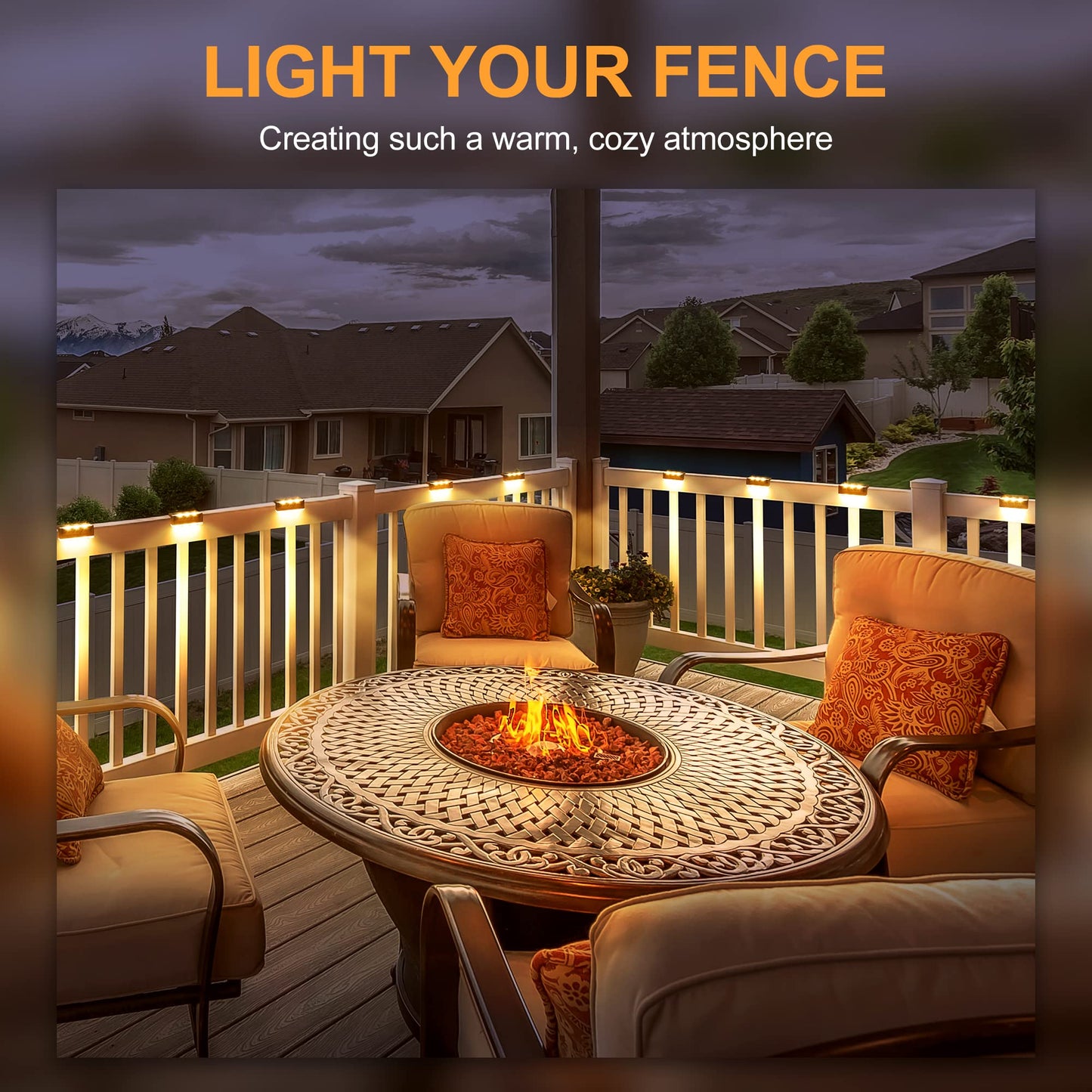 SOLPEX Solar Fence Lights, 6 LEDs Solar Lights Outdoor Waterproof Solar Powered for Deck, Stair, Front Porch, Balcony, Walkway, Garden, Yard, Patio, Pool Decor, IP65 Waterproof (16 Pack, Warm White)