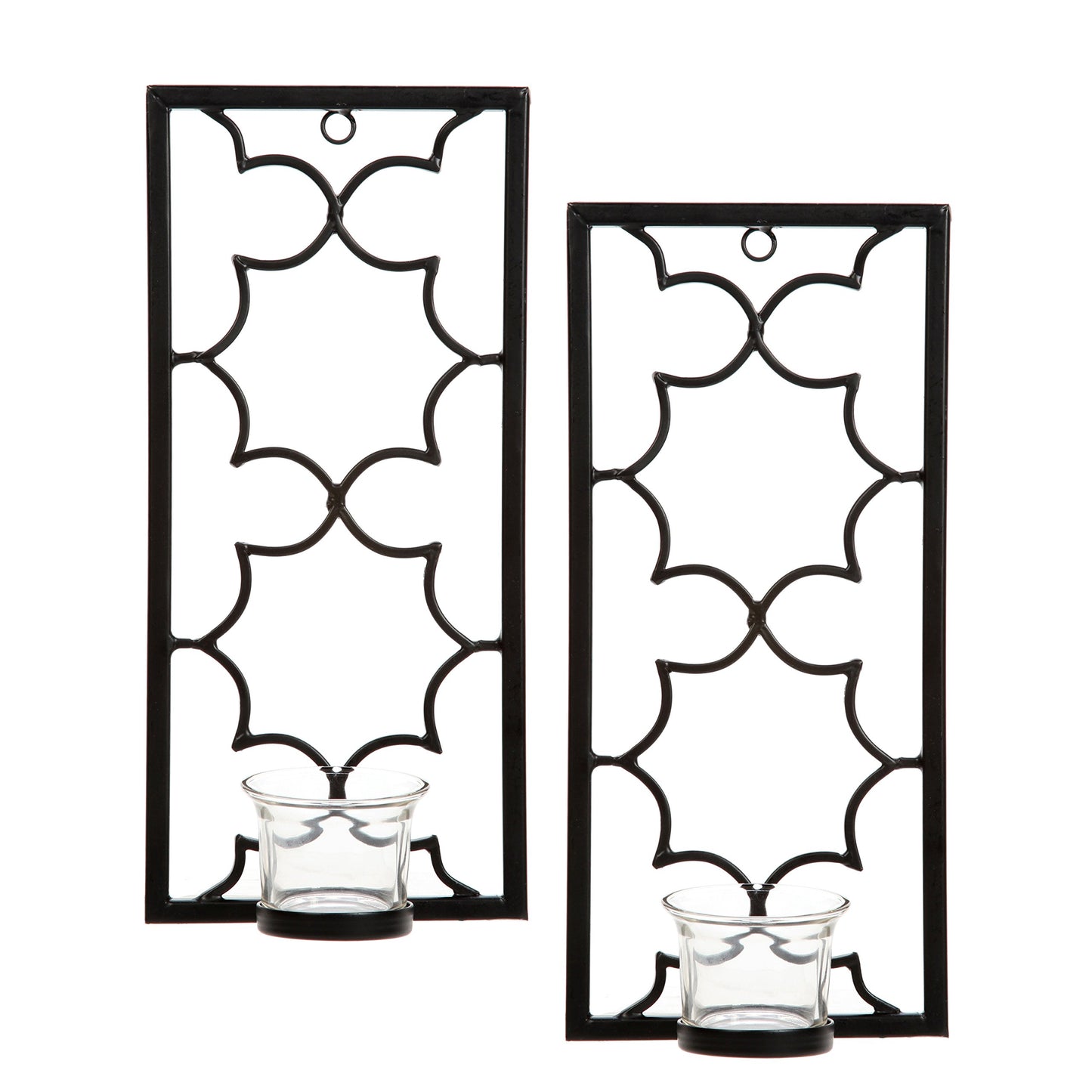 Hosley's Set of Two, 11" High Iron Tea Light LED Candle Wall Sconces, Black. Hand Made by Artisans. Ideal Gift for Wedding, Special Occasion, Spa, Aromatherapy, Meditation Setting. O3
