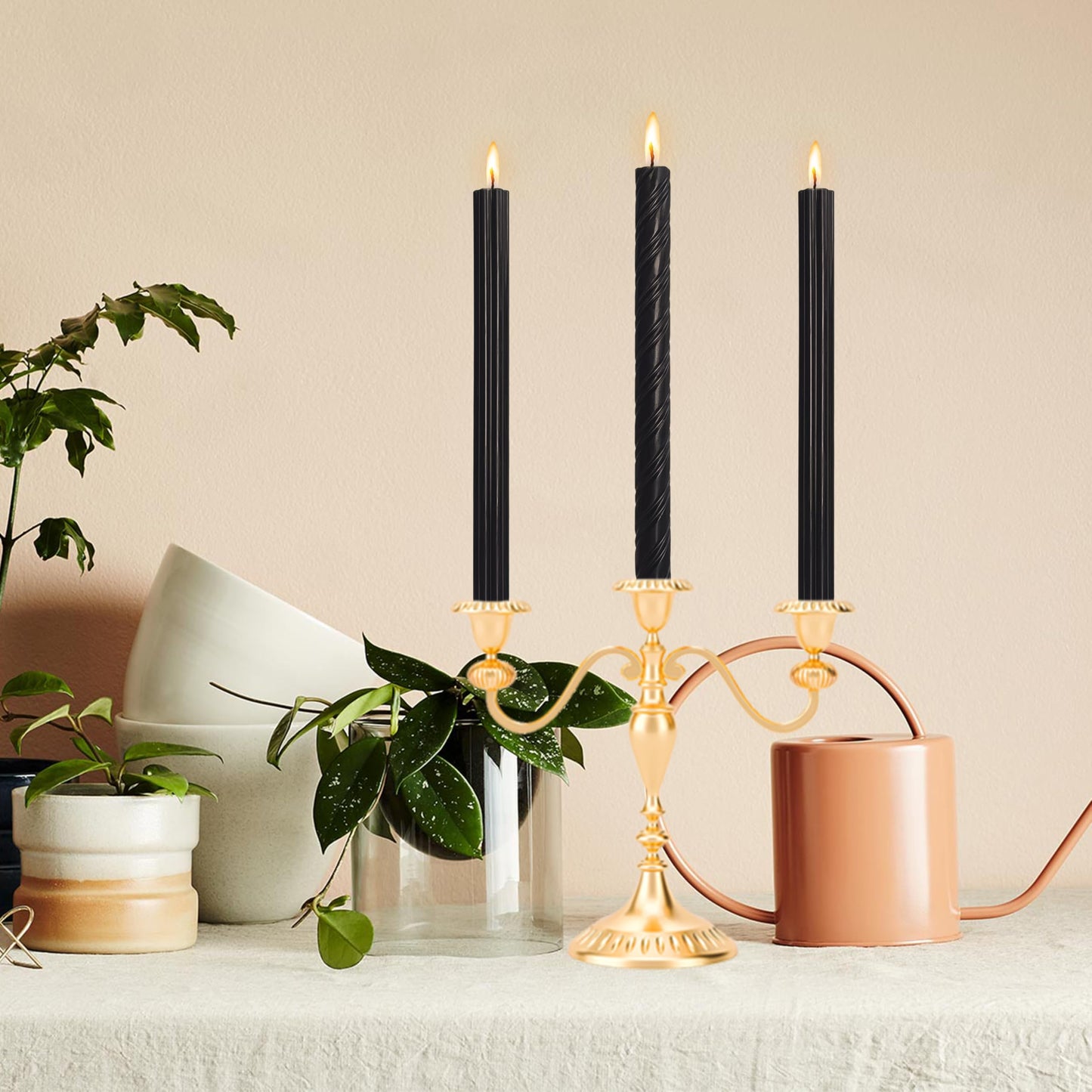 Dripless Black Spiral Taper Candles Smokeless Long Lasting Burn10 Inch Roman Column Candlesticks for Home Décor Holiday Party Romantic Evenings