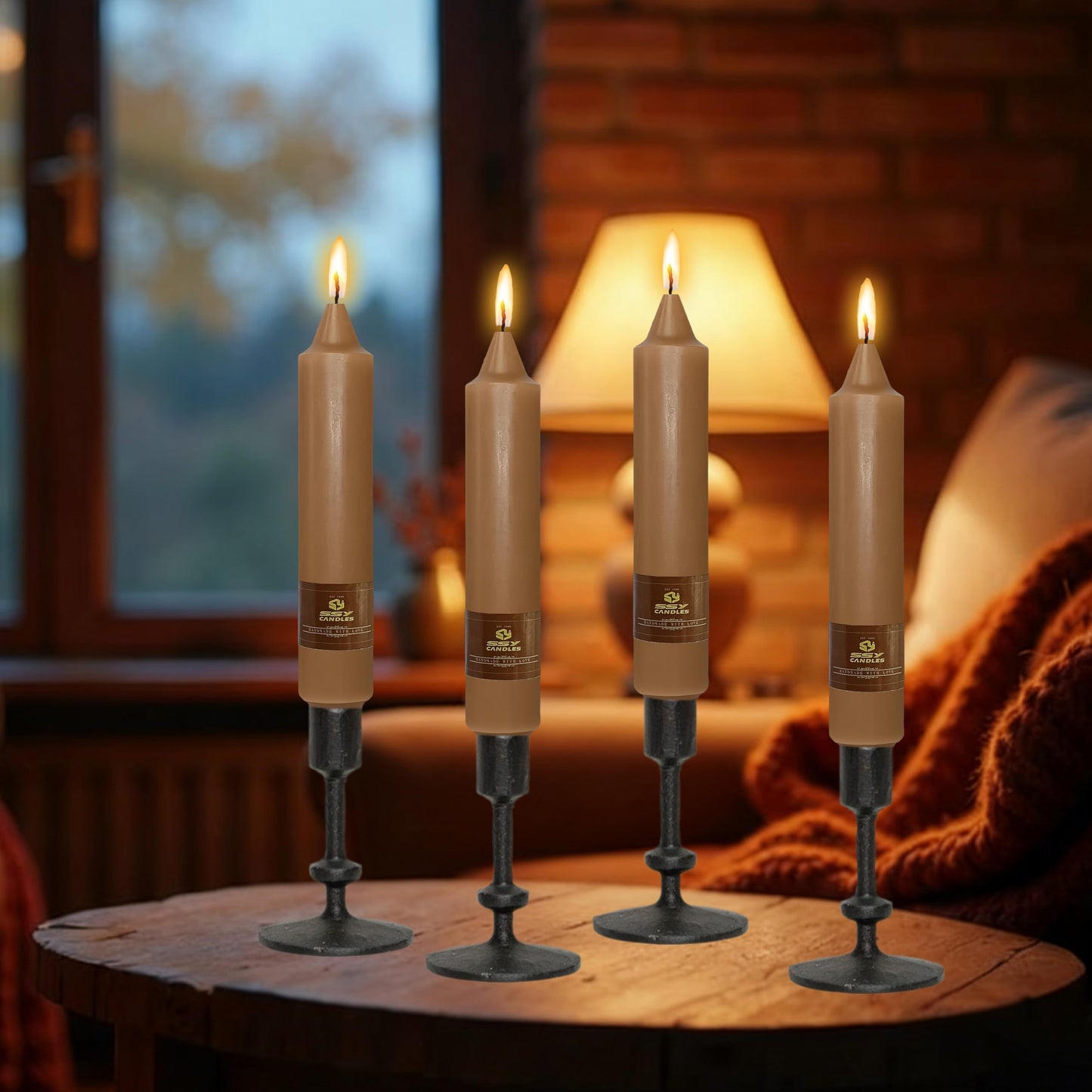 4 PCS Short Taper Candles Brown Candle Tapers Candle Sticks 7 inch for Dinner Household Wedding Party Home Décor Candles