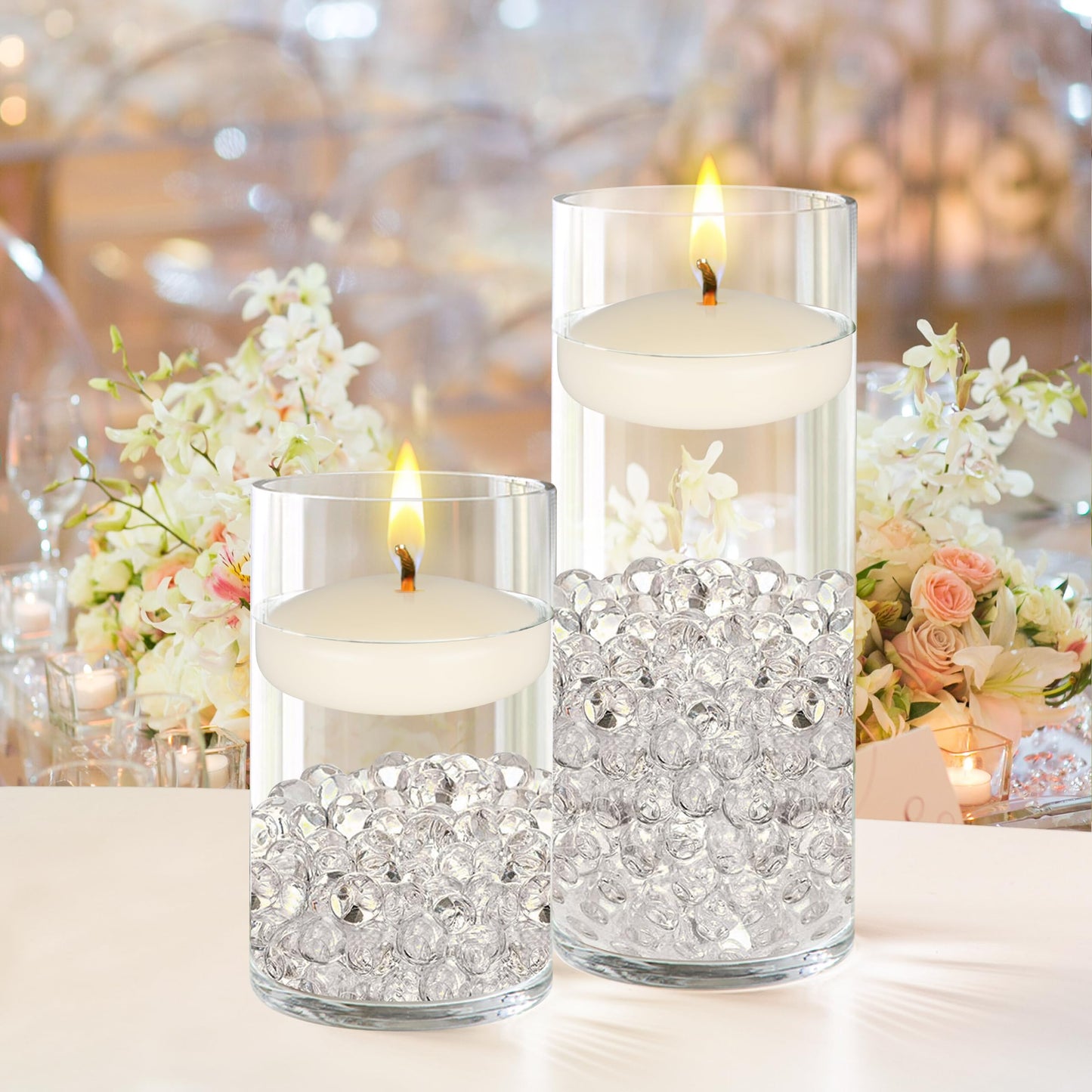Mega Candles 48 pcs Unscented Ivory Floating Candles, Hand Poured Wax Candle 3 Inch Diameter, Home Décor, Wedding Receptions, Occasions, Festivities, Events, Meditations, Tranquility, Spa