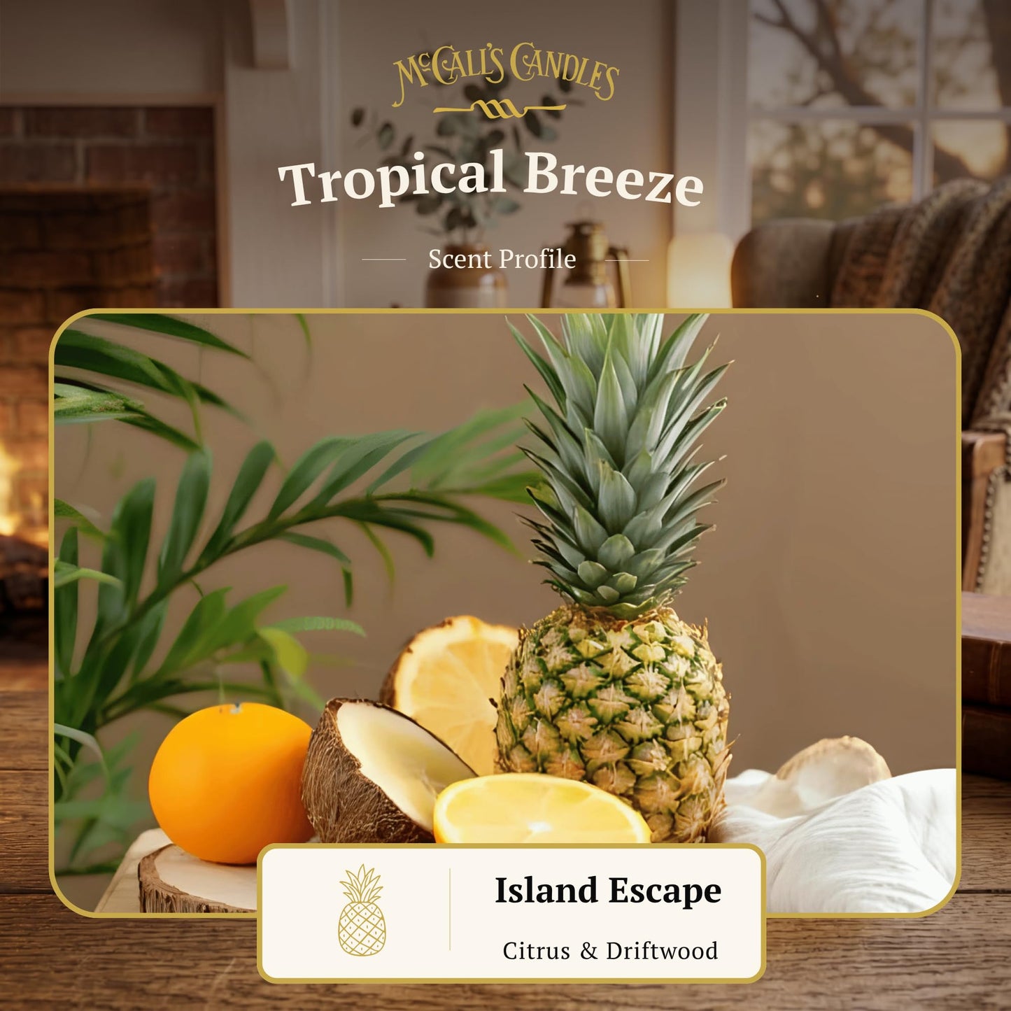 McCall’s Candles | Tropical Breeze | 16 oz Two-Wick Scented Candle | USA-Poured | Vintage Mason Jar with Carrying Handle | Exotic Citrus & Tropical Fruit Fragrance