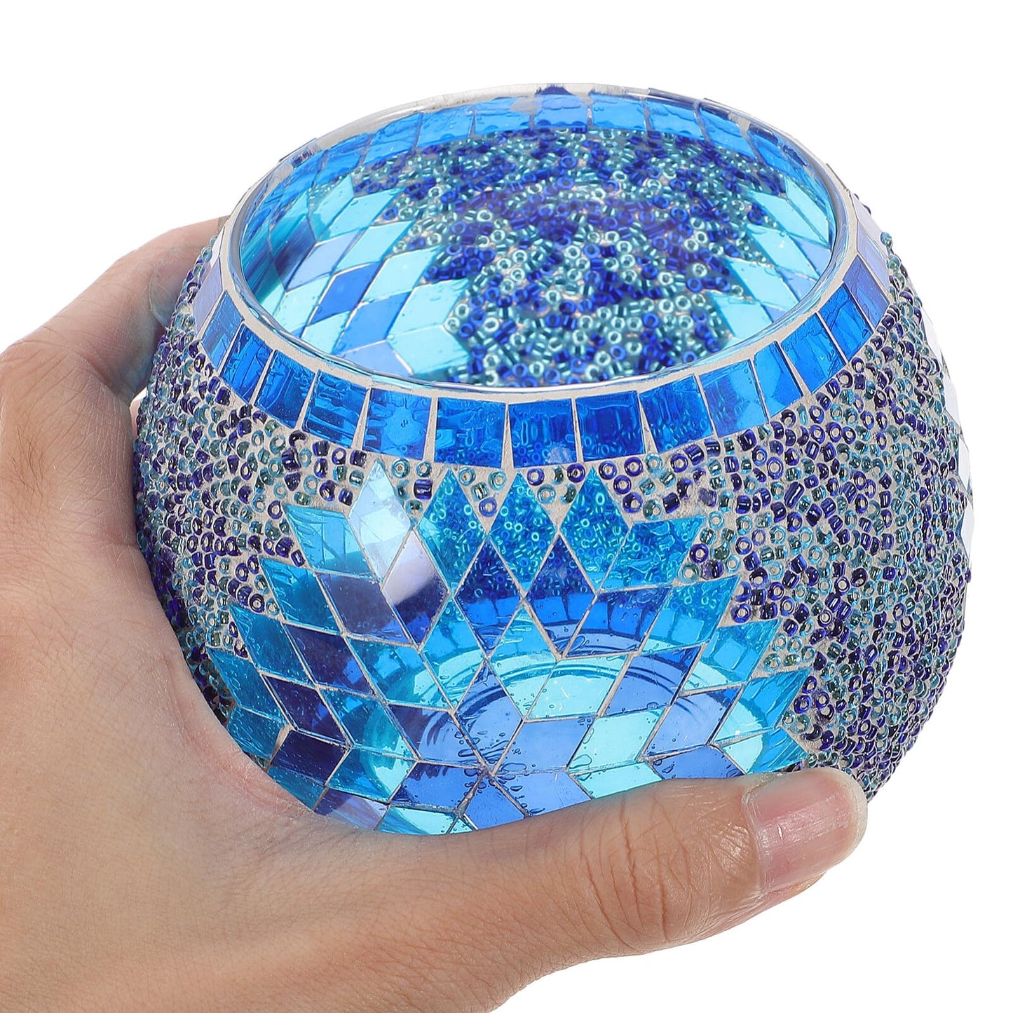 Glass Candlestick 4.13 Inch Candle Holder European Style Decorative Tealight Holder for Wedding Party Home Table Accent
