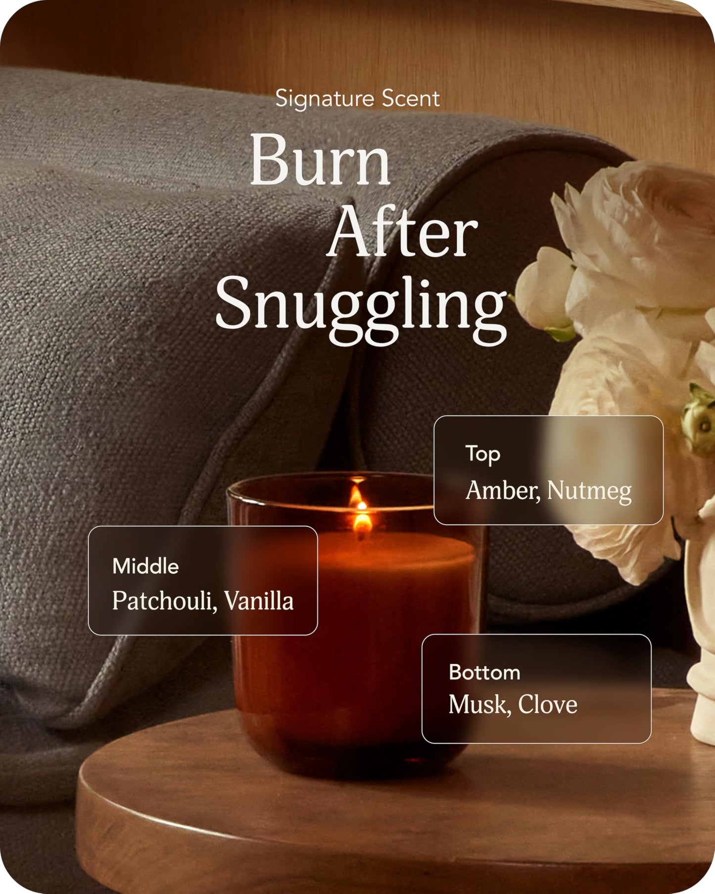 UnHide The Amber Candle - 50 Hour Burn Time - Notes of Amber, Nutmeg, Patchouli, Vanilla, Musk, Clove - Aromatic and Fragrant Soy Wax Blend Candle - 7.5 oz